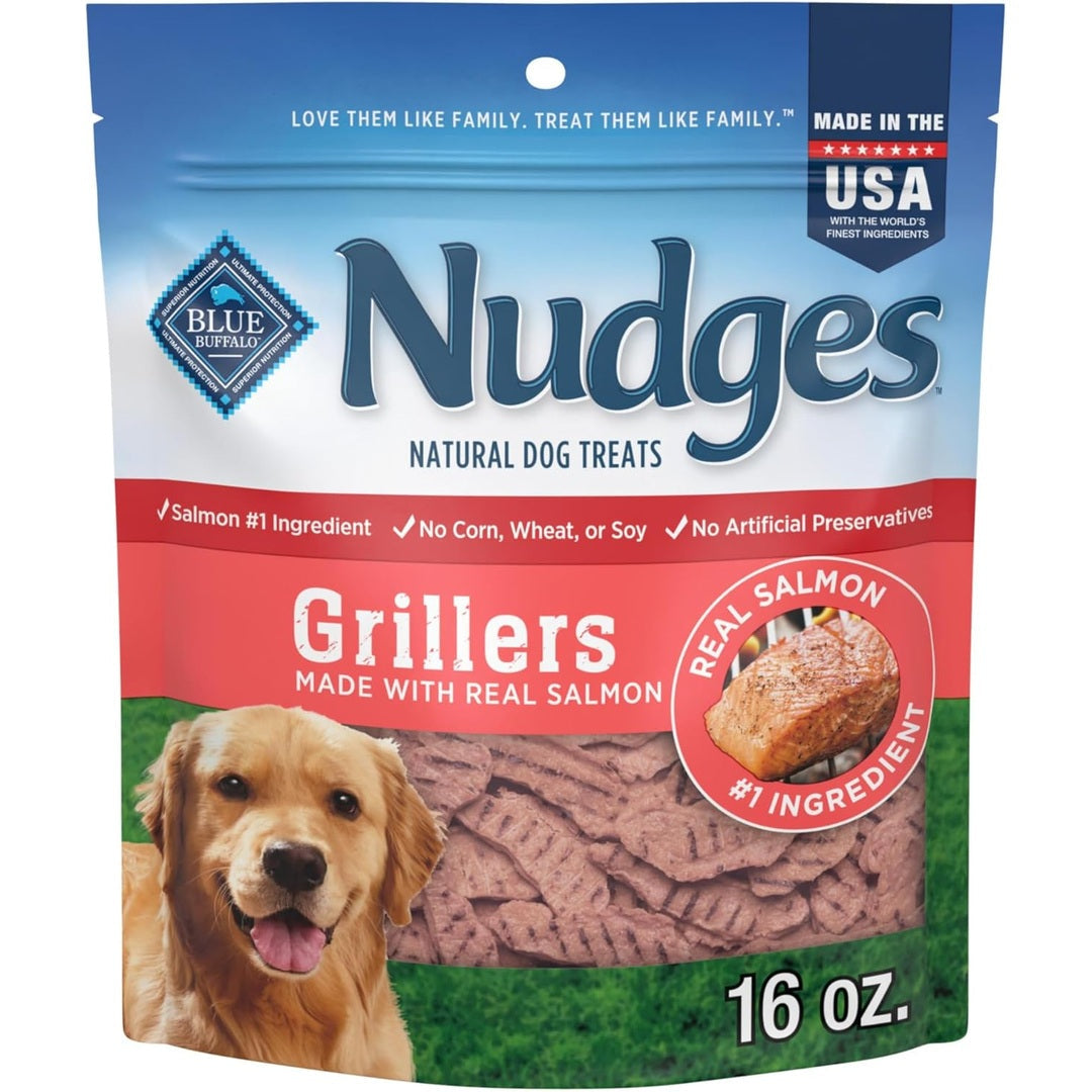 Blue Buffalo Nudges Grillers Natural Dog Treats, Made in The USA with Real Salmon, 16-oz. Bag