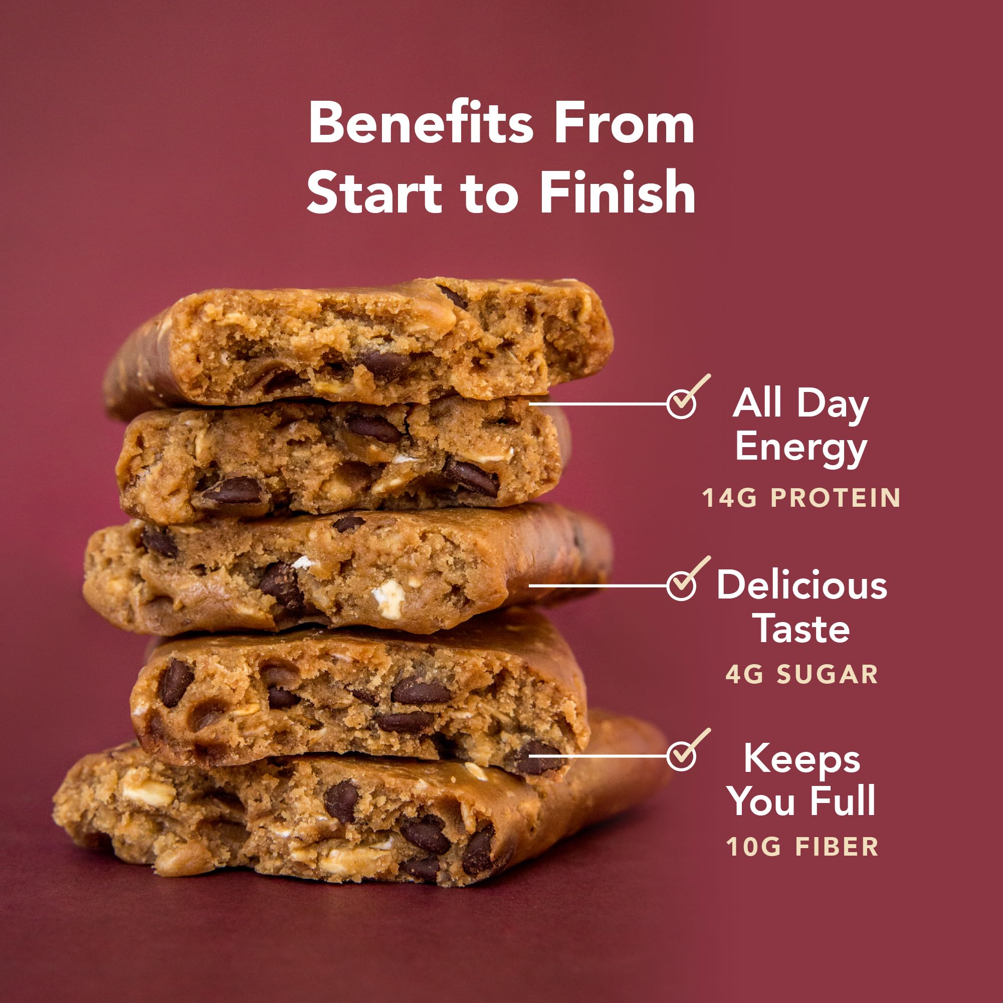 ALOHA Organic Plant Based Protein Bars |Peanut Butter Chocolate Chip | 1.98 Oz (Pack of 12) | Vegan, Low Sugar, Gluten Free, Paleo, Low Carb, Non-GMO, Stevia Free, Soy Free, No Sugar Alcohols