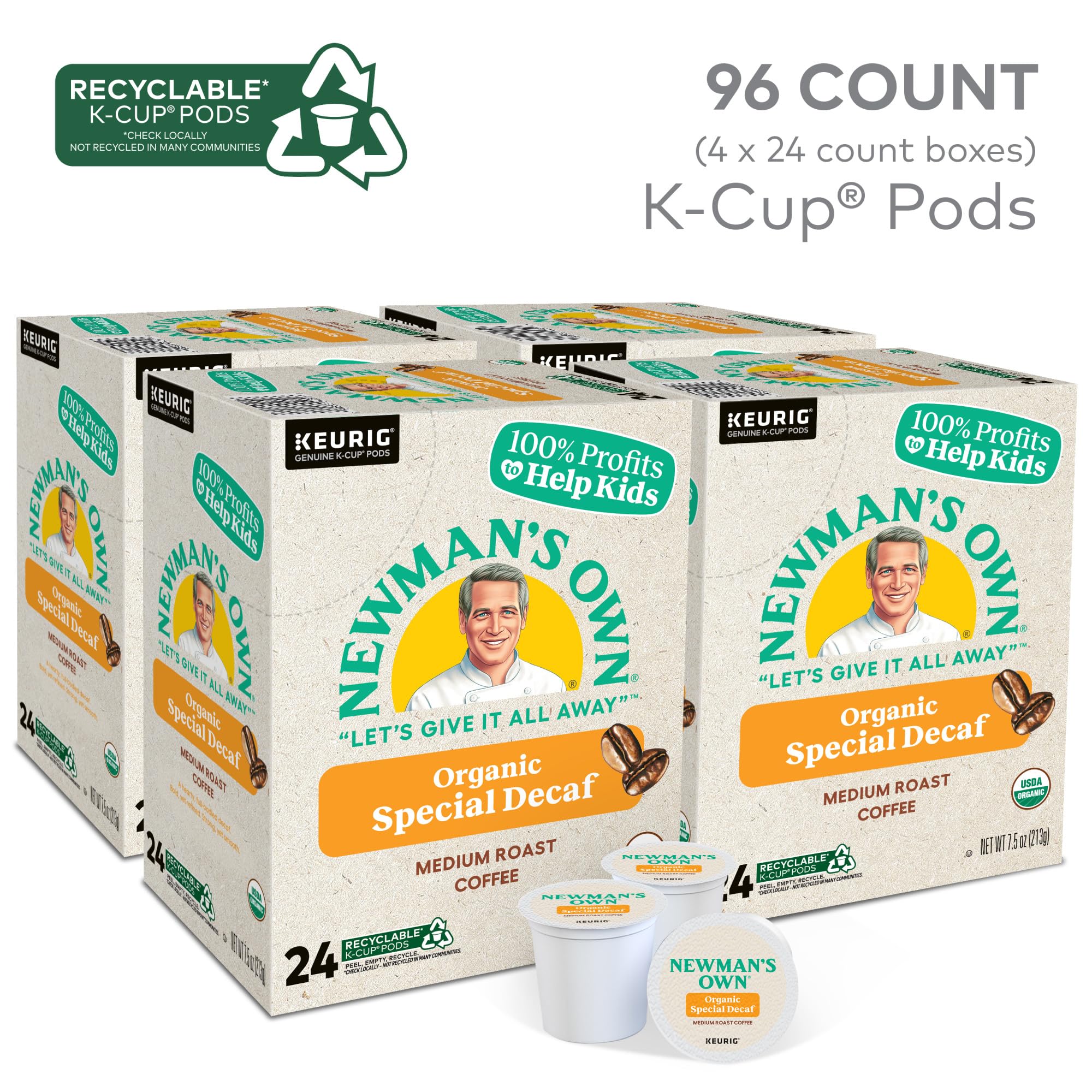 Newman's Own Organics Special Blend Keurig Single-Serve K-Cup Pods, Medium Roast Coffee, 96 Count