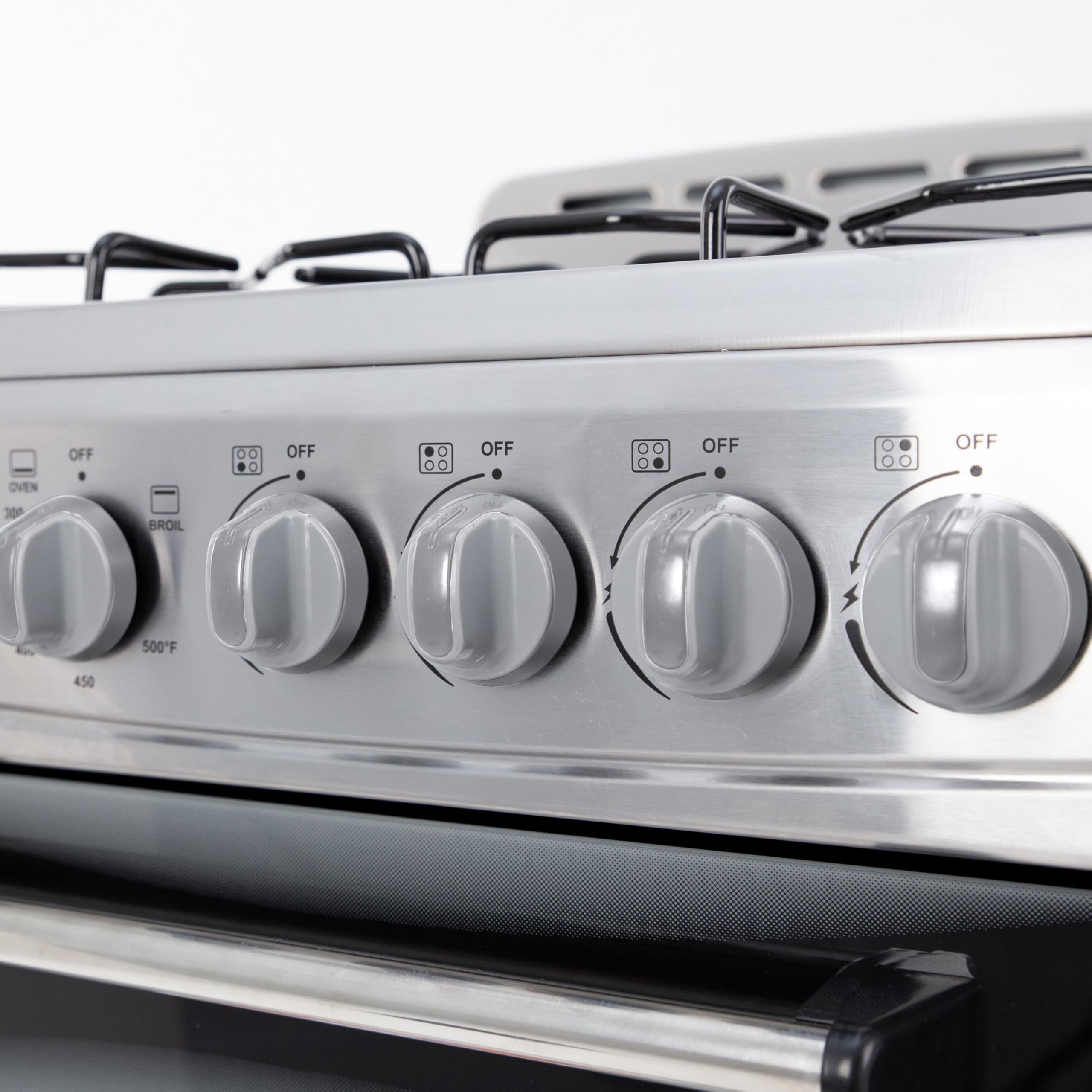 Avanti Compact Gas Range Oven 24-Inch with 4 Sealed Burners Automatic Electronic Ignition Large 2.6 cu.ft. Oven Storage Drawer Glass Door and Oven Light, in Stainless Steel