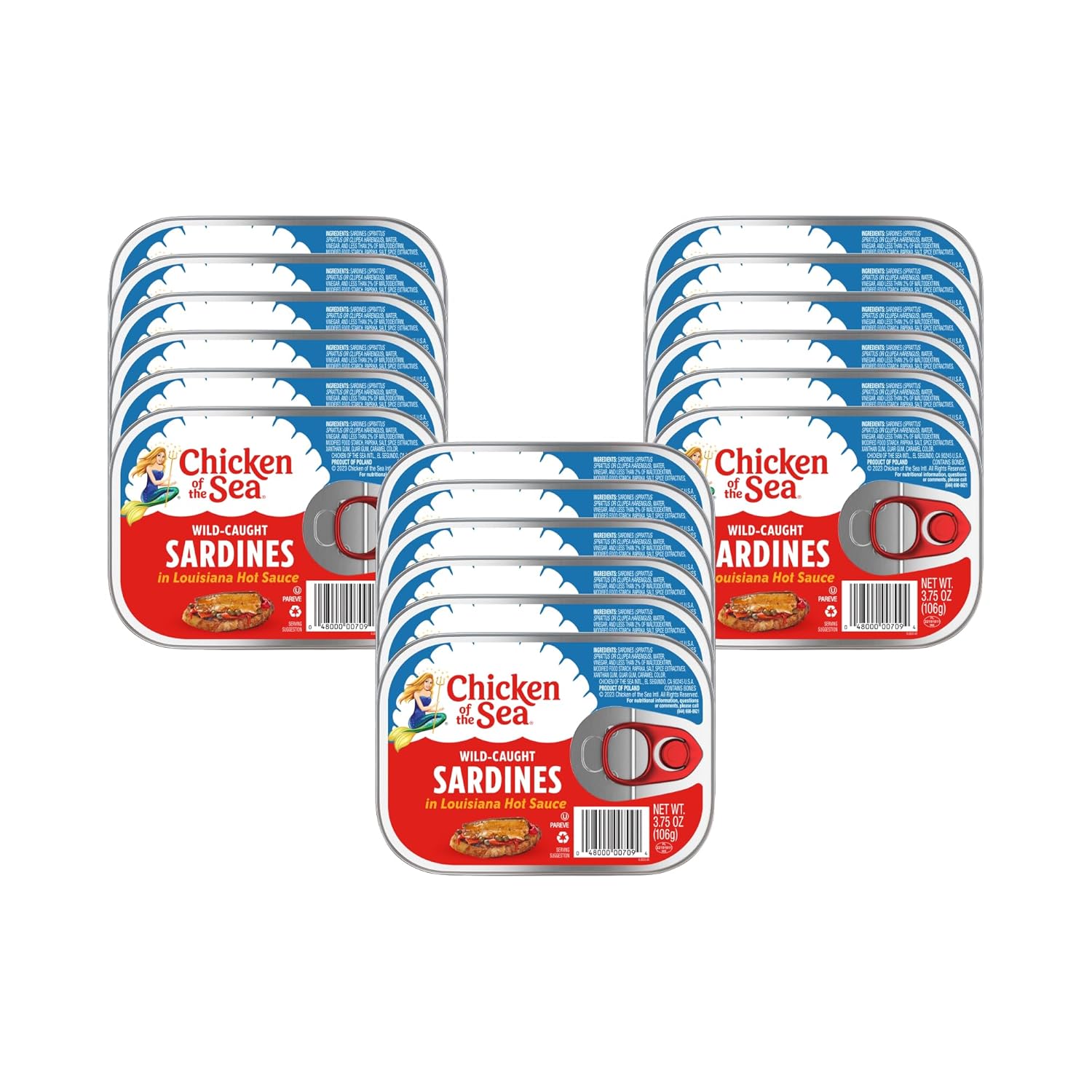 Chicken of the Sea Sardines in Olive Oil, 3.75 oz. (Pack of 18), Wild Caught Canned Sardines, Packaging May Vary