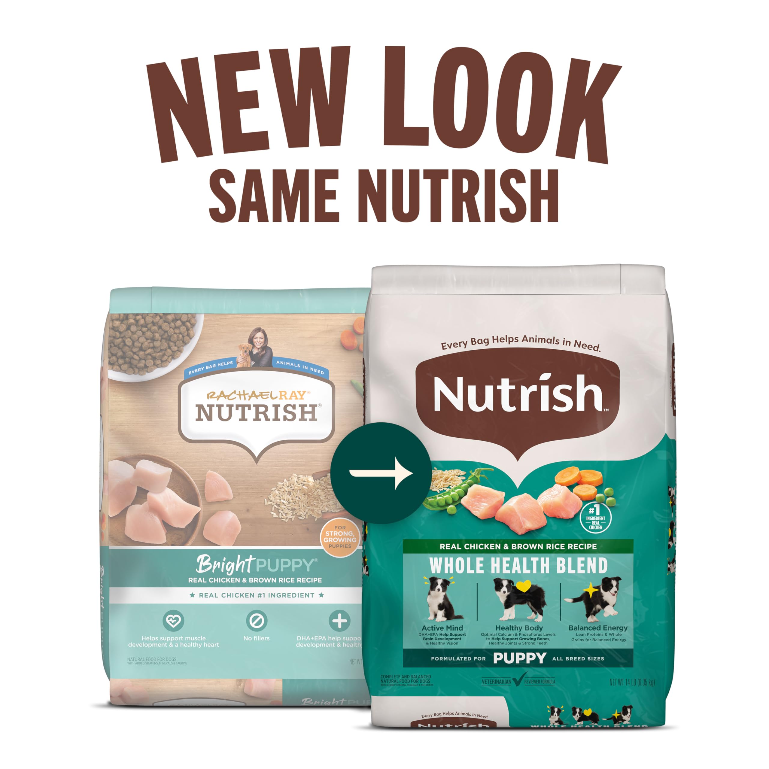 Nutrish Bright Puppy Premium Natural Dry Dog Food, Real Chicken & Brown Rice Recipe, 14 Pounds (Packaging May Vary), (Rachael Ray