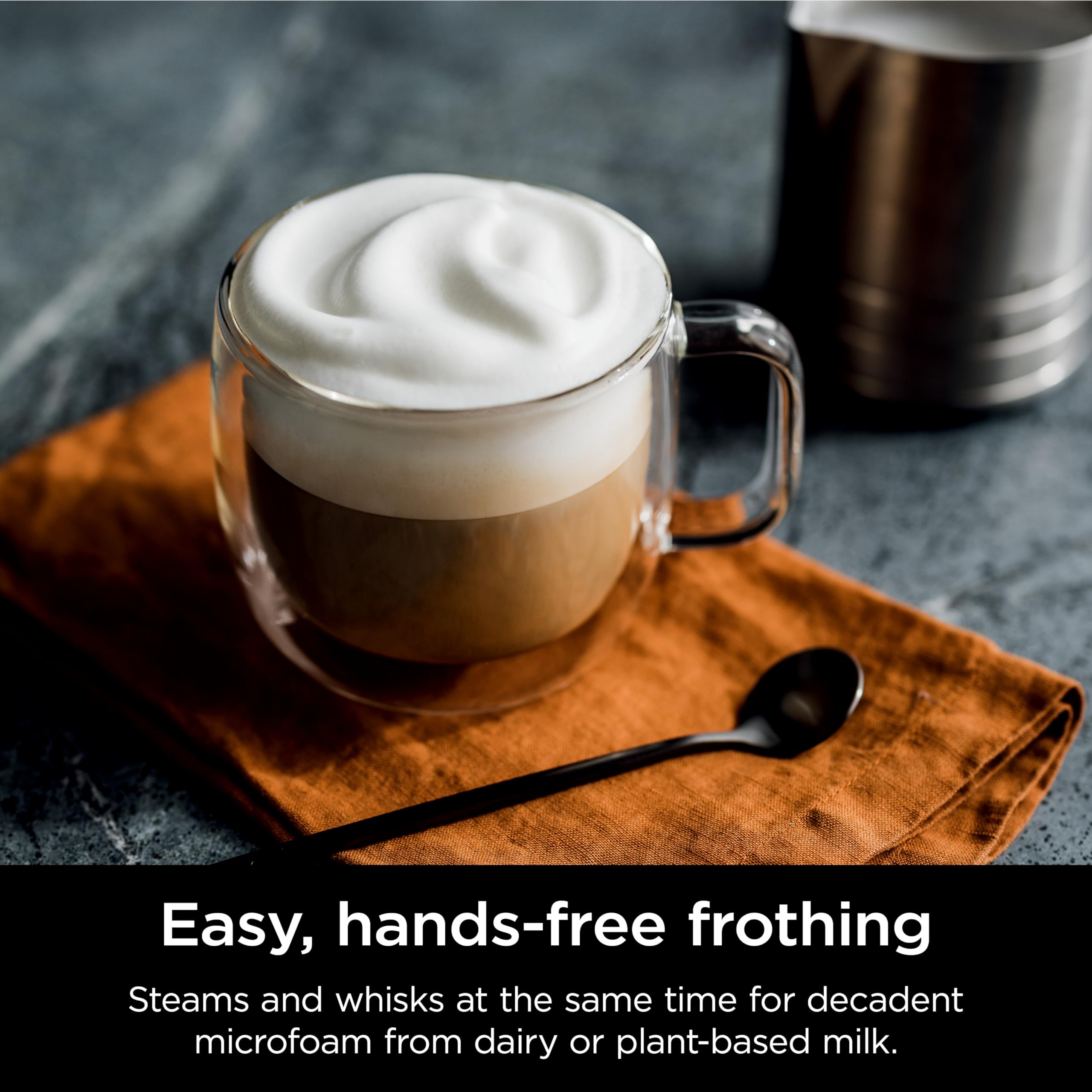 Ninja Luxe Café Premier 3-in-1 Espresso Machine, Drip Coffee, & Rapid Cold Brew | Built-in Coffee Grinder, Hands-Free Milk Frother, Assisted Tamper for Cappuccinos & Lattes | Stainless Steel | ES601