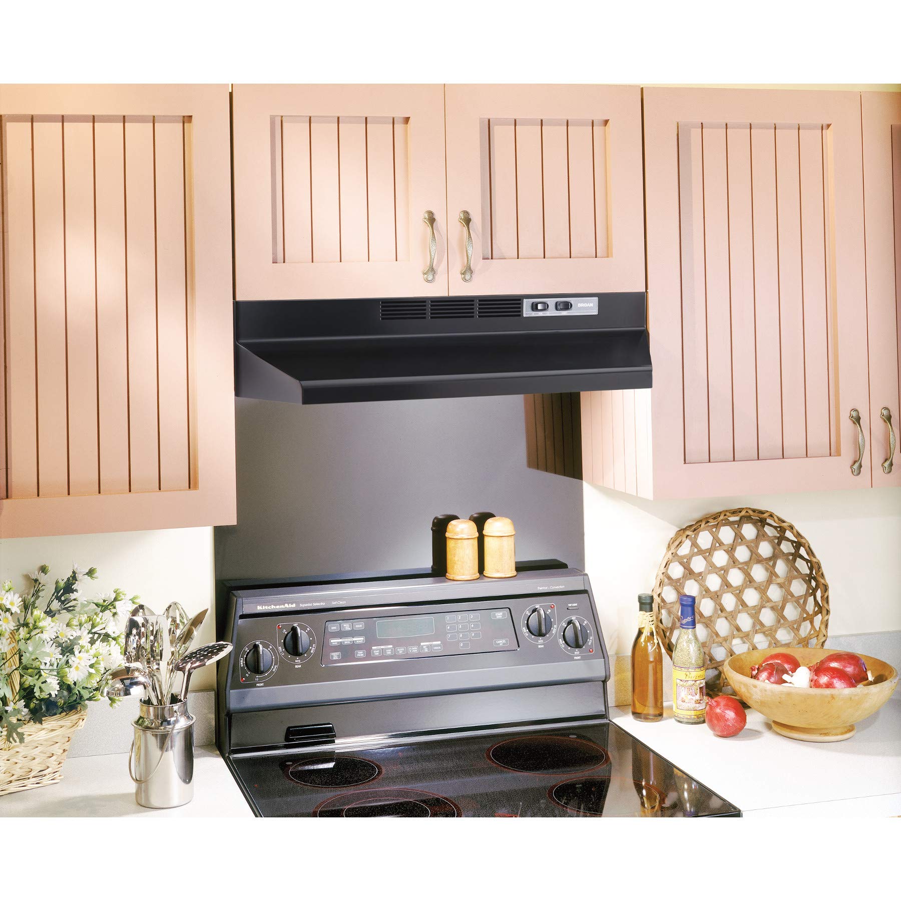 Broan-NuTone 413001 Non-Ducted Ductless Range Hood with Lights Exhaust Fan for Under Cabinet, 30-Inch, White