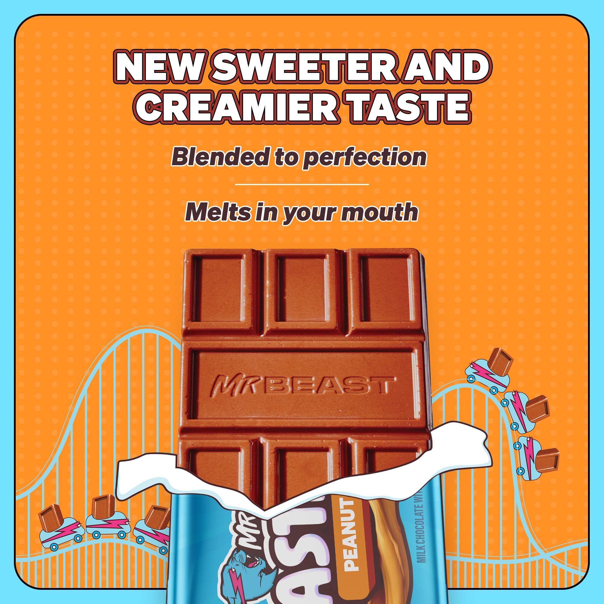 Feastables MrBeast Milk Chocolate Chocolate Bar, Full Size Bar for Adults & Kids, Candy Bars, Snacks, Gifts, or Dessert, Sweet & Creamy Fairtrade Cocoa, 1.24 Oz Each, 24 Count