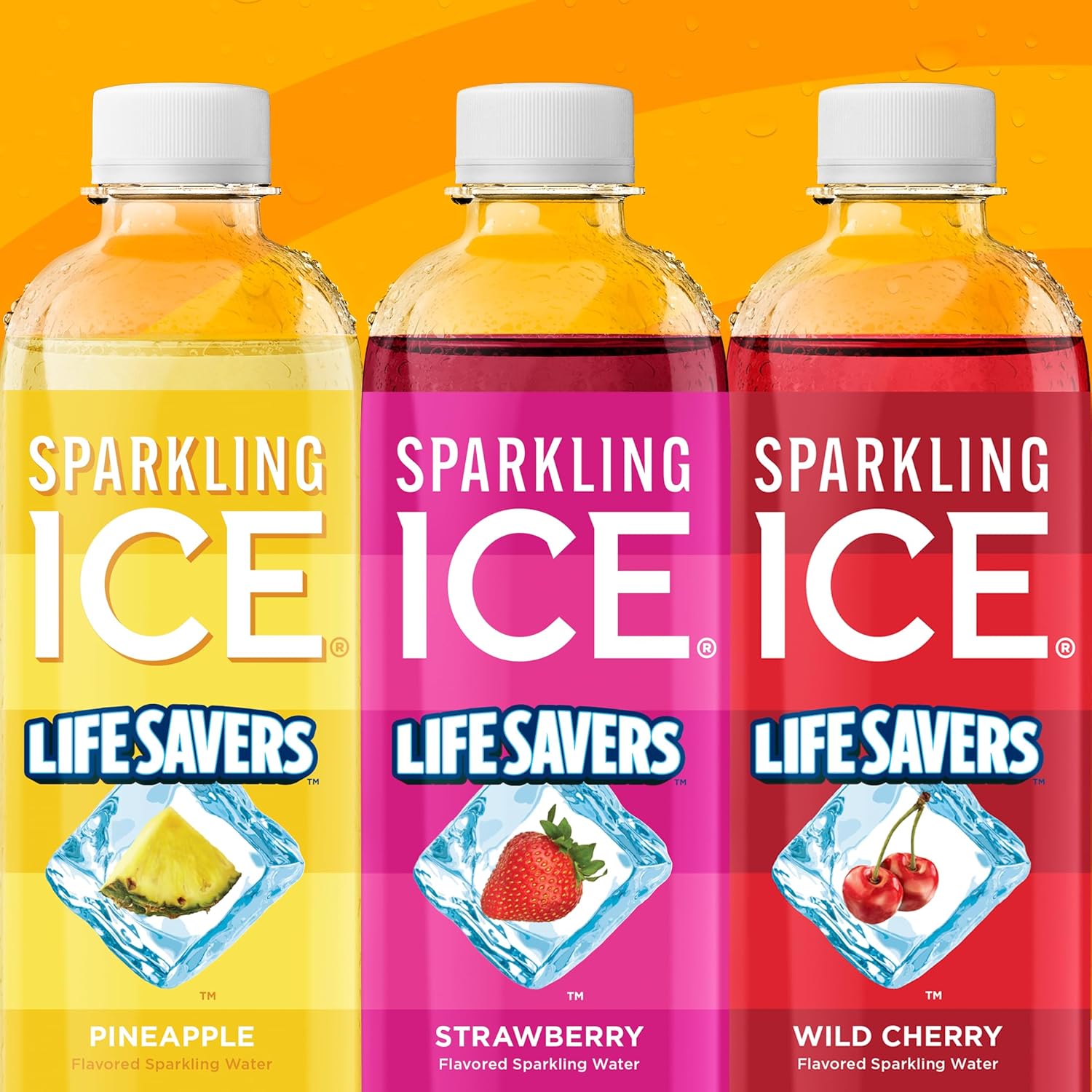 Sparkling Ice® LIFESAVERS™ Pineapple, Zero Sugar Flavored Sparkling Water, with Vitamins and Antioxidants, Low Calorie Beverage, 17 fl oz Bottles (Pack of 12)
