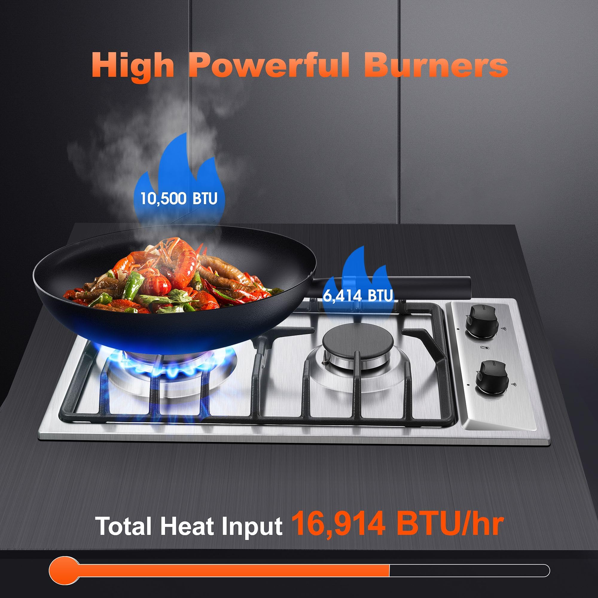 Eascookchef 30 inch Gas Cooktop, Gas Stove Top with 5 High Efficiency Burners, Bulit-in Stainless Steel Propane Cooktop for Kitchen, NG/LPG Convertible Stovetop, Thermocouple Protection