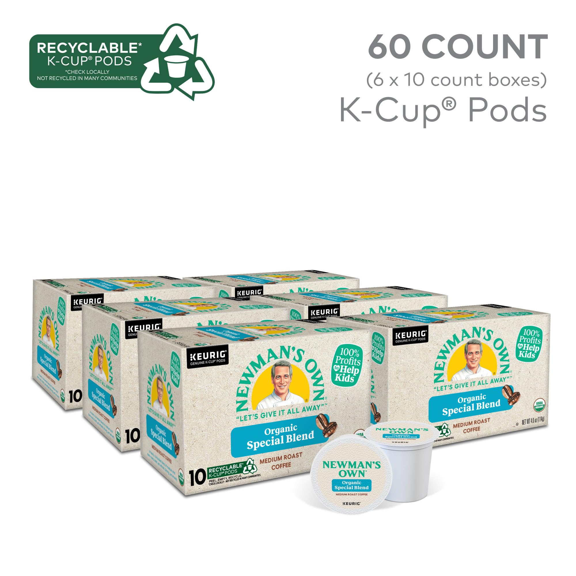 Newman's Own Organics Special Blend Keurig Single-Serve K-Cup Pods, Medium Roast Coffee, 96 Count