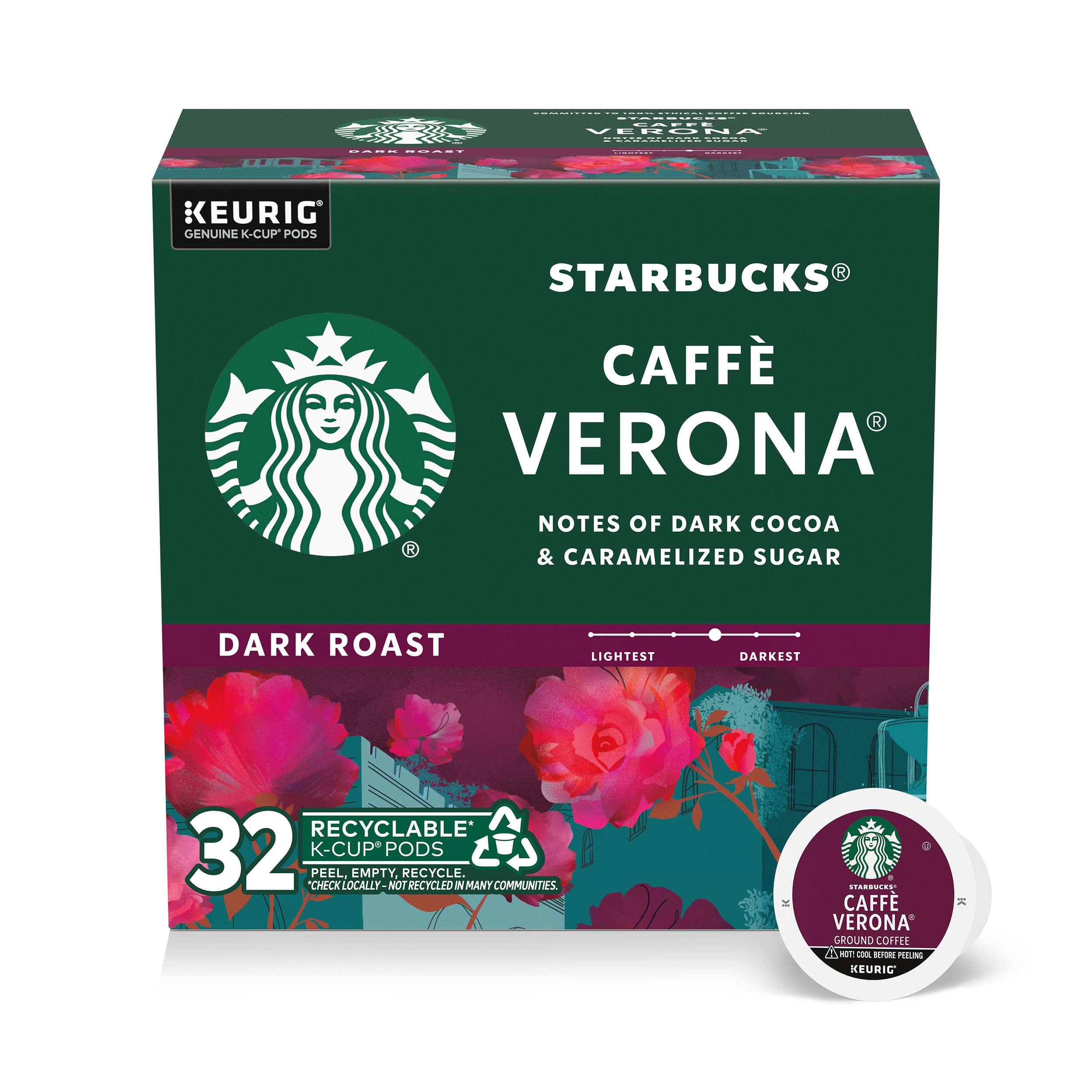 Starbucks K-Cup Coffee Pods, Dark Roast Hot or Iced Coffee, French Roast, 96 Keurig Pods