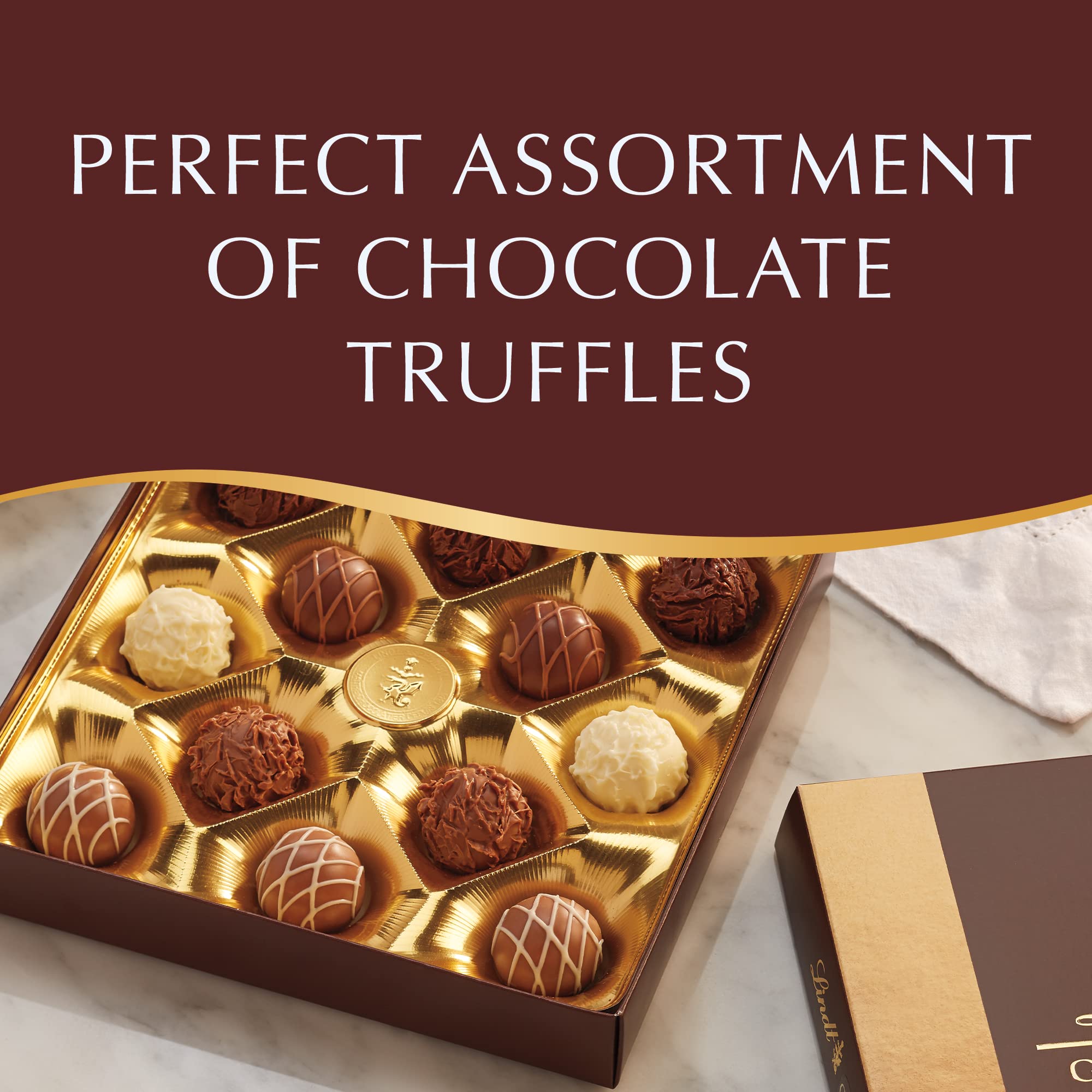 Lindt Gourmet Truffles Chocolate Candy Truffles, Assorted Chocolate Truffles, Christmas Candy, 14.7 oz. Gift Box