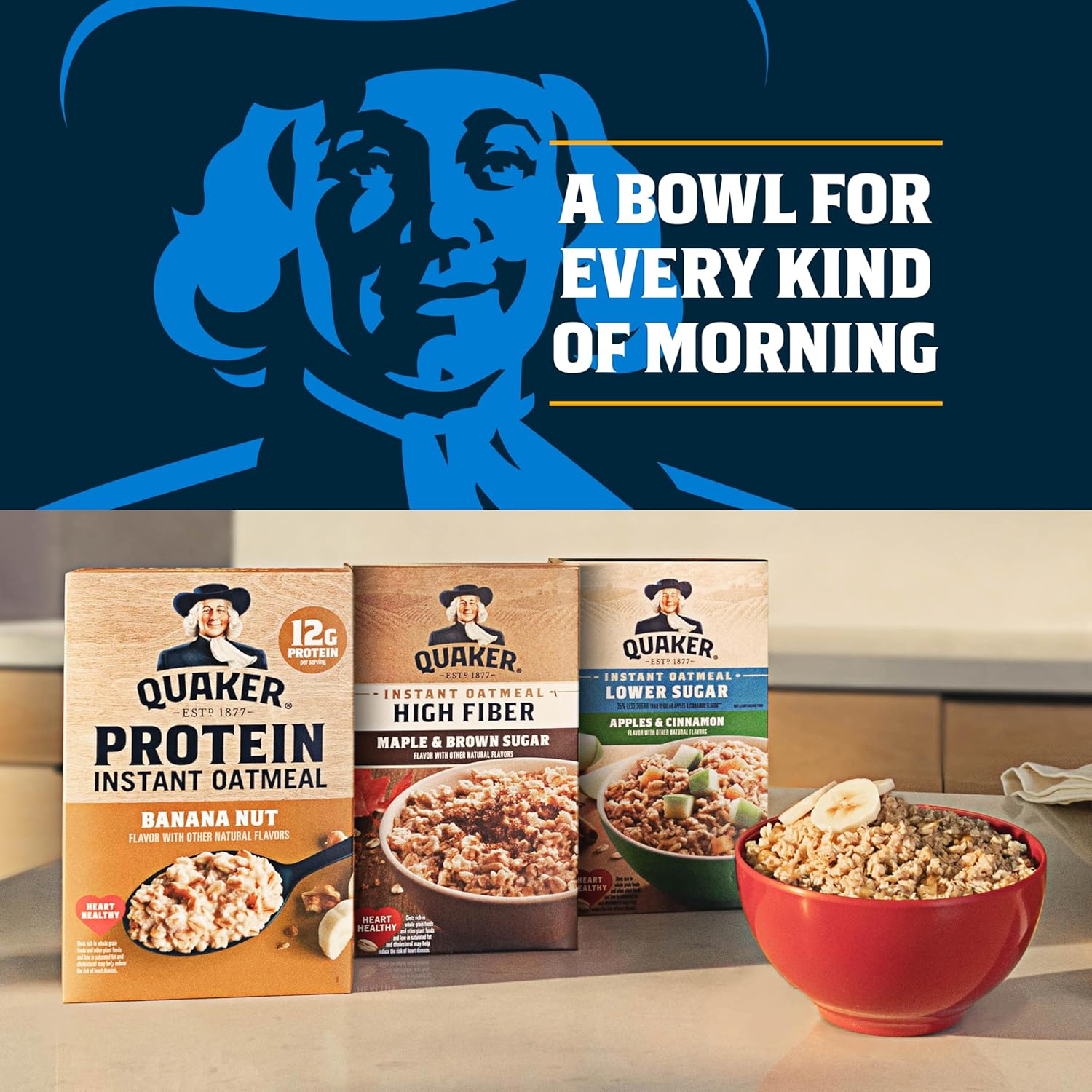Quaker Instant Oatmeal, 2 Flavor Gluten Free Variety Pack, 32 Count