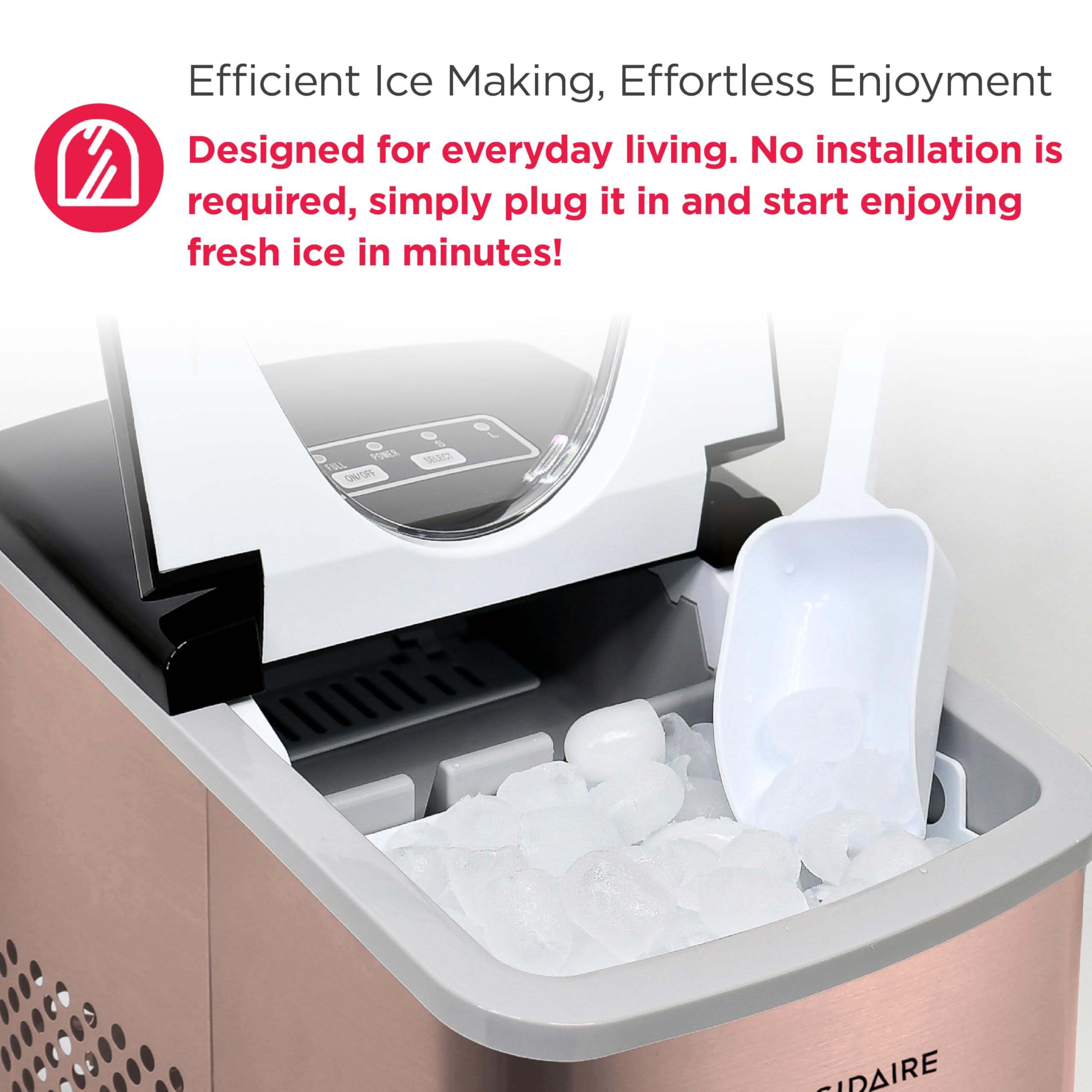 Frigidaire 26 Lbs per Day Portable Compact Maker, Ice Making Machine, Stainless, Medium