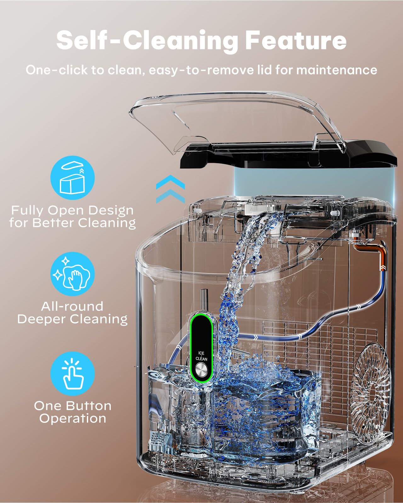 Nugget Ice Maker Countertop, Silonn Chewable Pellet Ice Machine with Self-Cleanin Function, 36lbs/24H Portable Ice Makers for Home Kitchen Officce, Black