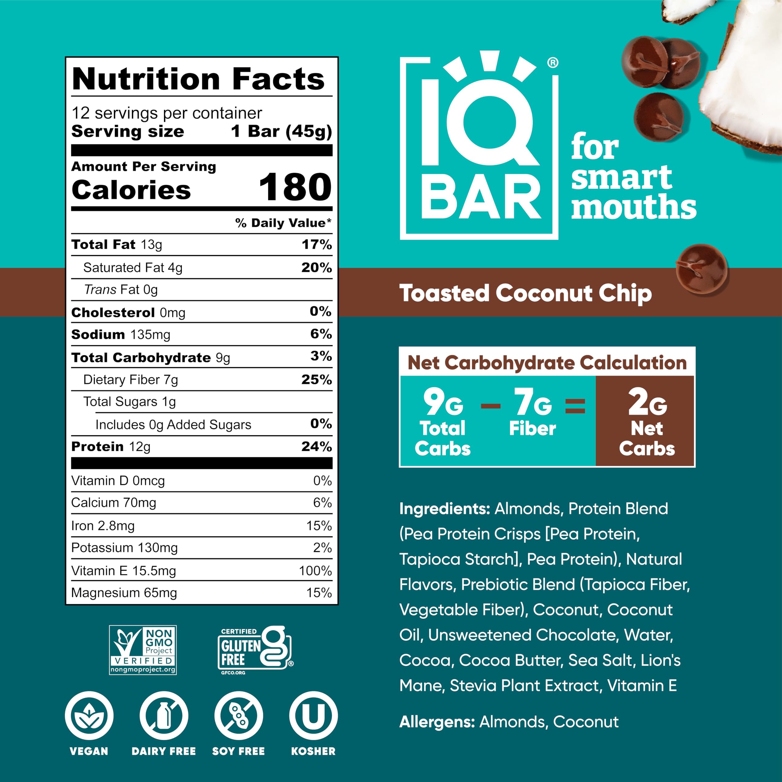 IQBAR Brain and Body Plant Protein Bars - Chocolate Lovers Variety - 36-Count - Keto, Vegan, Low Carb, High Fiber, Gluten Free, Dairy Free, Low Sugar Snack with Nutrients for Focus, Energy, Meal Replacement