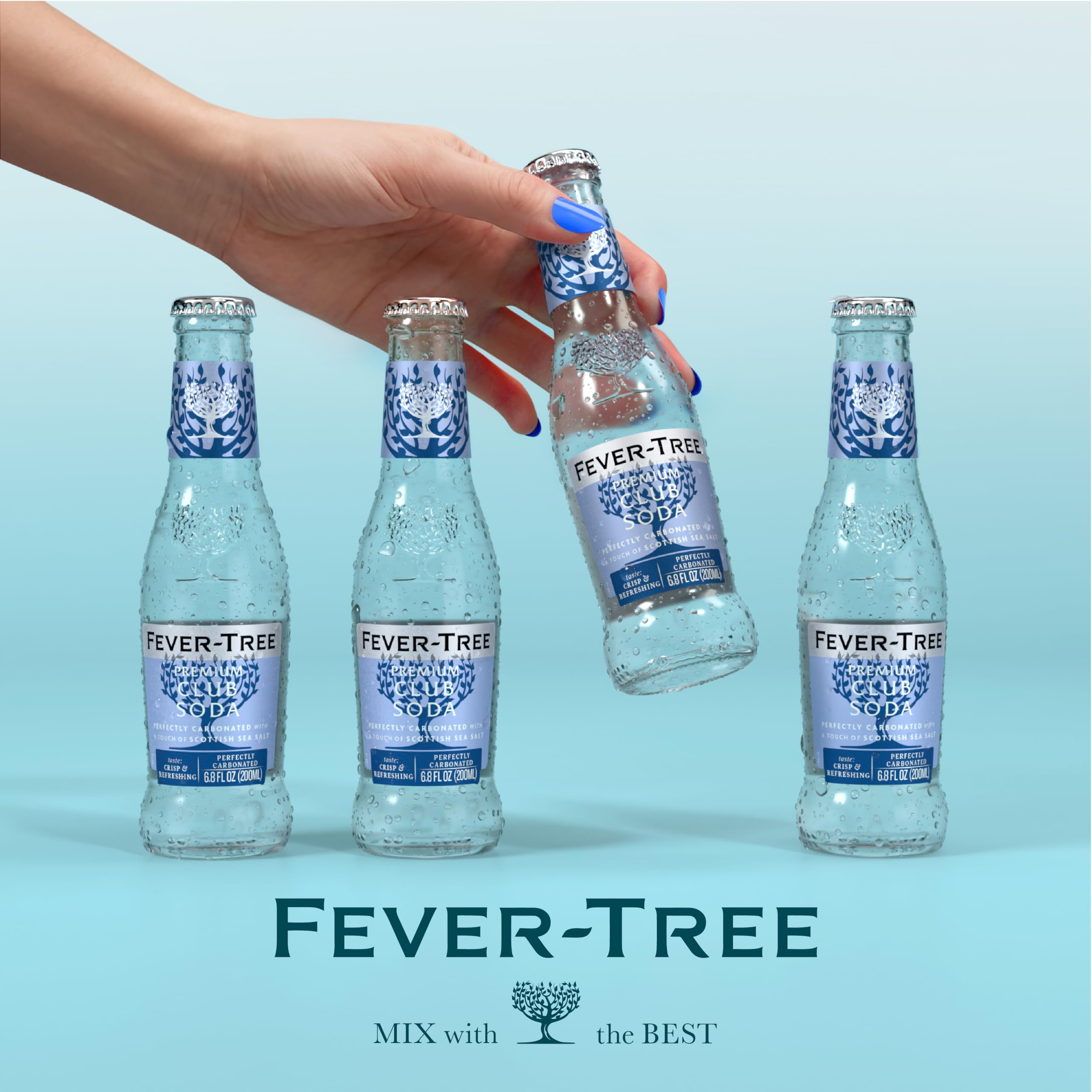 Fever Tree Club Soda Club Soda - Premium Quality Delicate with perfect carbonation - Refreshing Beverage for Cocktails & Mocktails. Naturally Sourced Ingredients, No Artificial Sweeteners or Colors - 5.07 Fl Oz (Pack of 24)(Packaging May Vary)