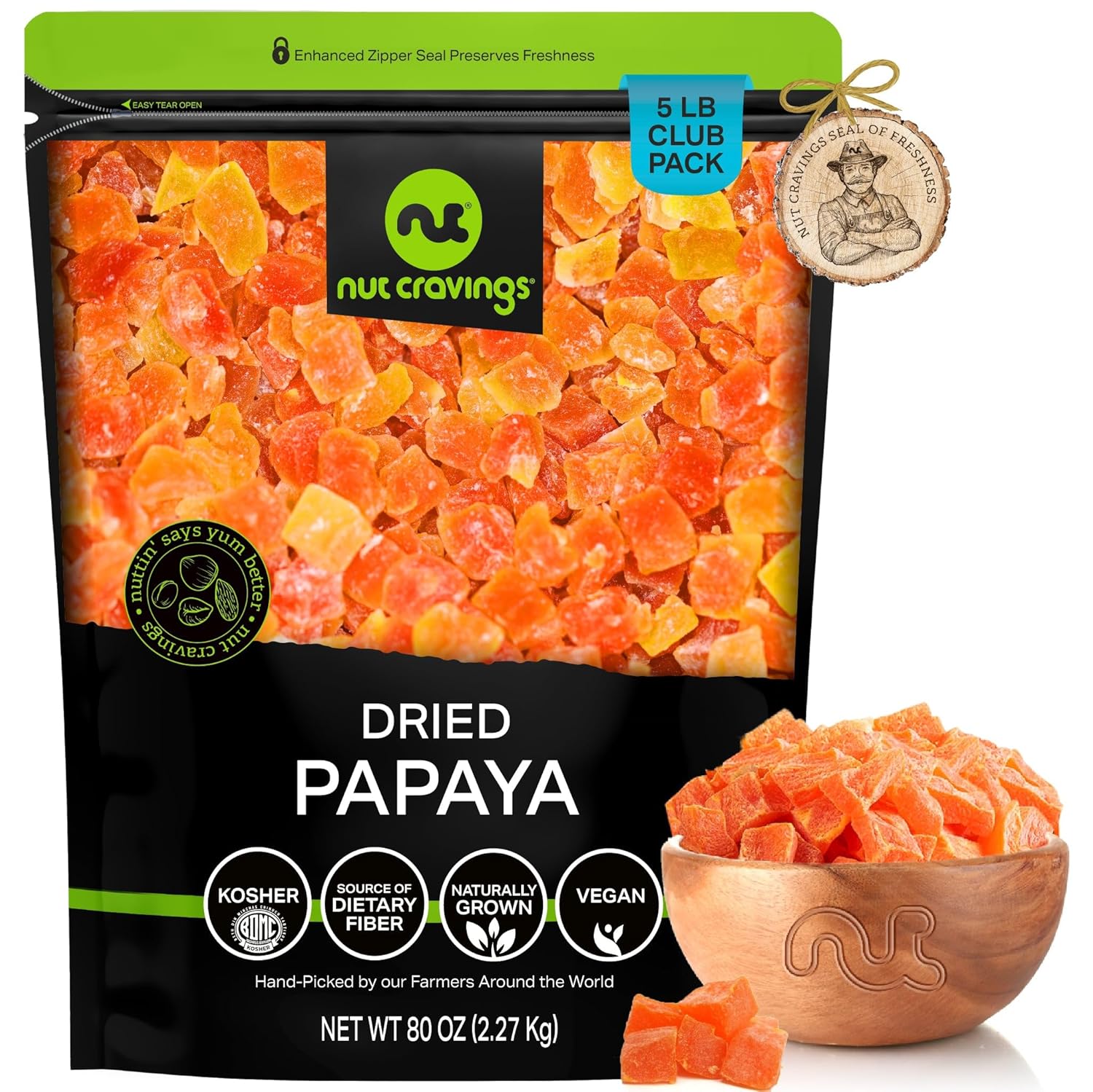 NUT CRAVINGS - Dried California Peaches, No Sugar Added, Unsweetened (16oz, 1 LB) Sweet Healthy Snack, Vegan, Kosher, Resealable Bag