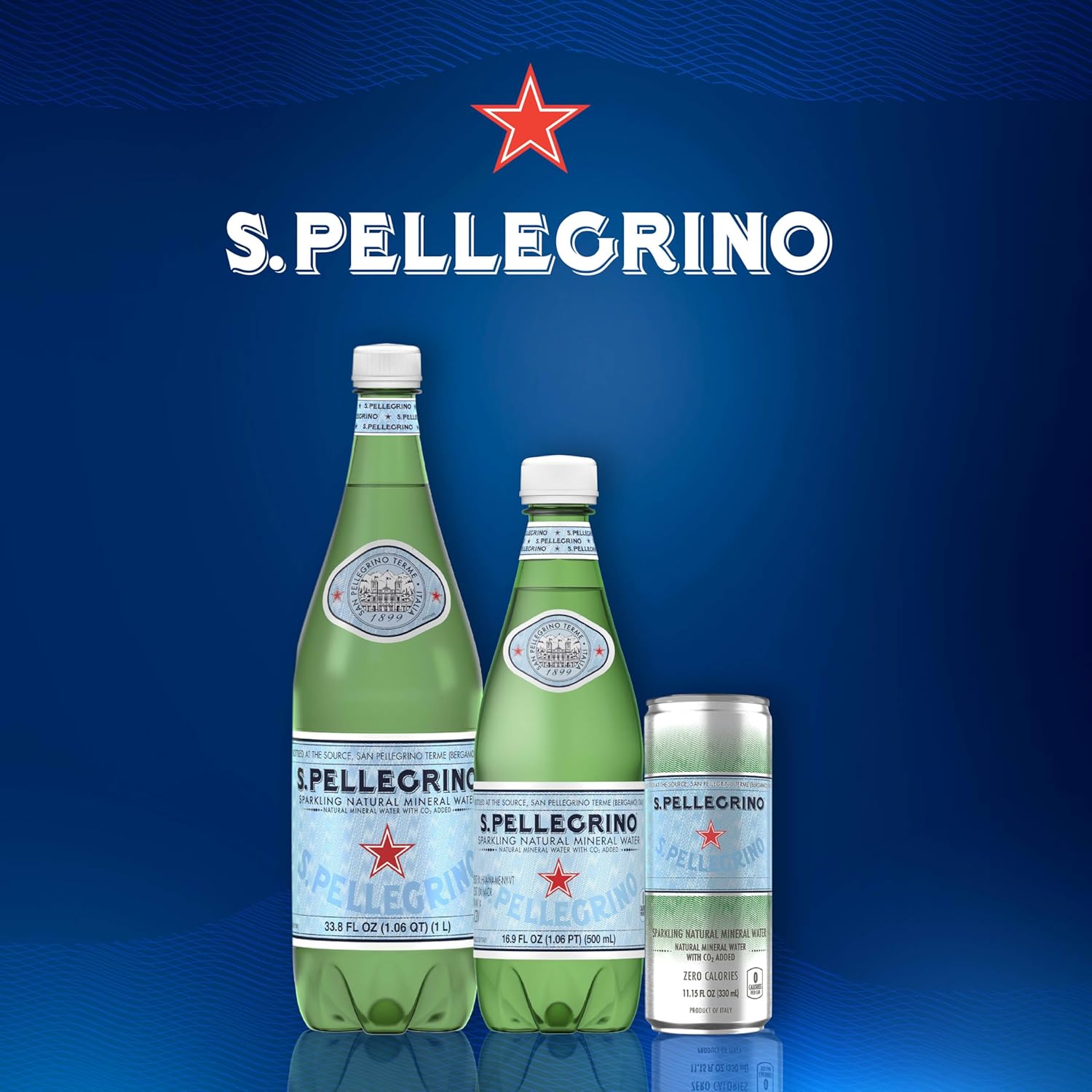 S.Pellegrino Sparkling Natural Mineral Water, 33.8 fl oz. Plastic Bottles (Pack of 12)
