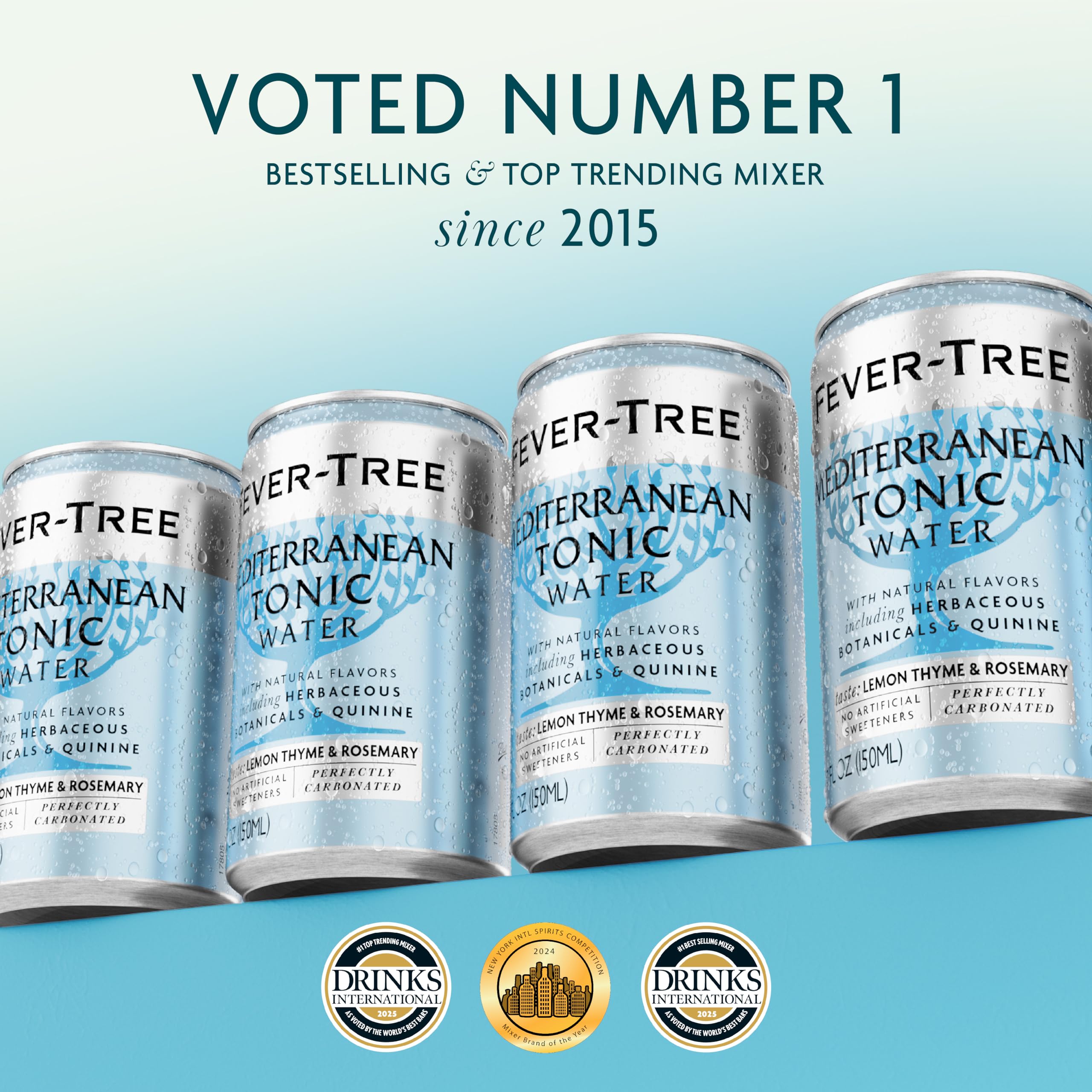 Fever Tree Tonic Water - Premium Quality Mixer - Refreshing Beverage for Cocktails & Mocktails. Naturally Sourced Ingredients, No Artificial Sweeteners or Colors - 150 ML Cans - Pack of 24