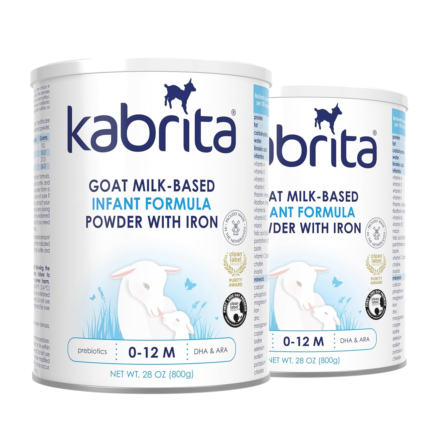 Kabrita Goat Milk-Based Infant Formula Powder with Iron, DHA, ARA & Prebiotics, for Infants 0–12 Months, Non-GMO, 28 oz