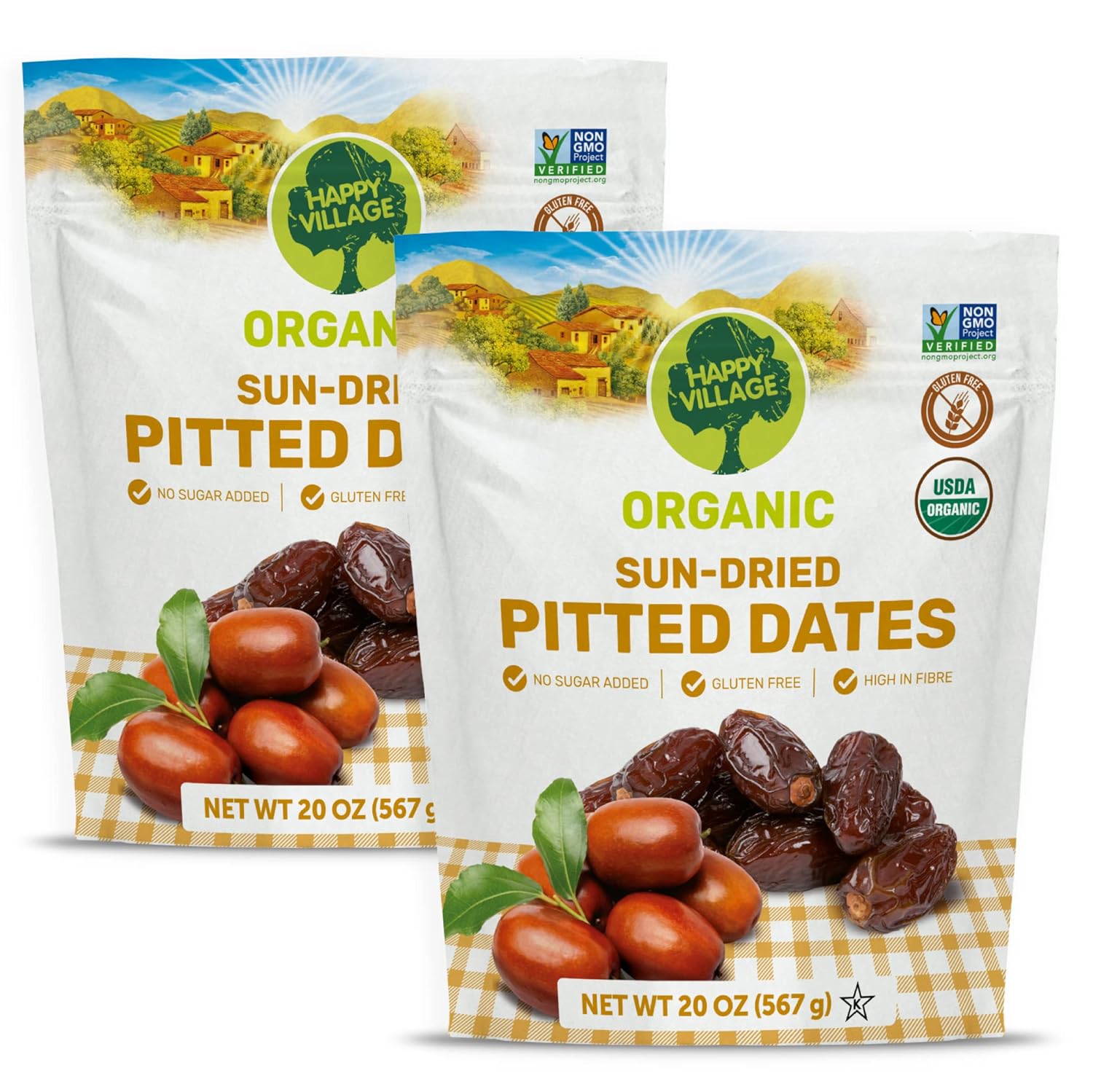 Happy Village Organic Whole Dried Strawberries, 18 OZ Resealable Pack- Soft & Juicy, Kosher, Non-GMO, No Refined Sugar, Apple Juice Infused Dried Strawberry