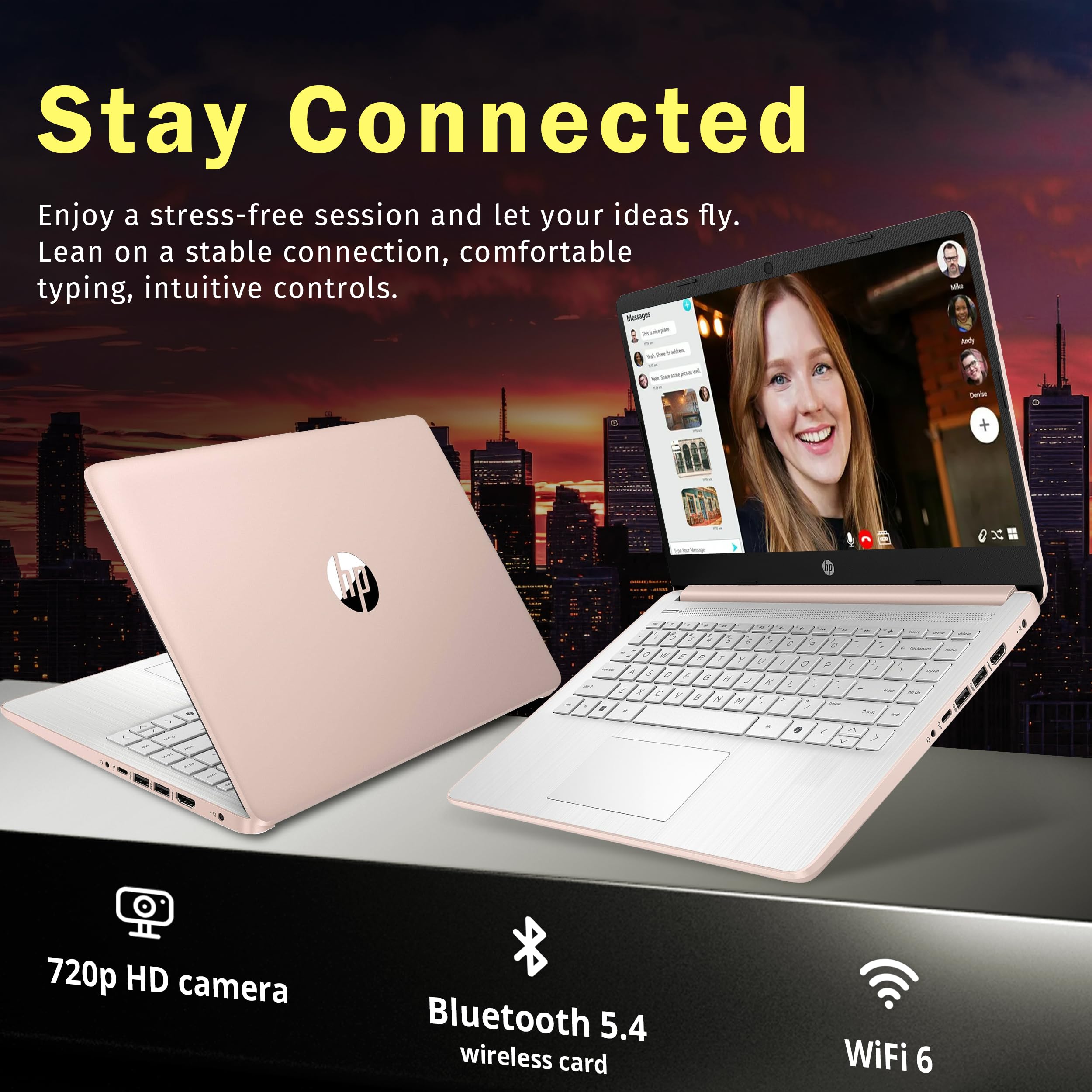HP Stream 14" HD BrightView Laptop, Intel Celeron N4120, 16GB RAM, 288GB Storage (128GB UFS + 160GB Docking Station Set), Intel UHD Graphics, 720p Webcam, Wi-Fi, 1 Year Office 365, Win 11S, Silver