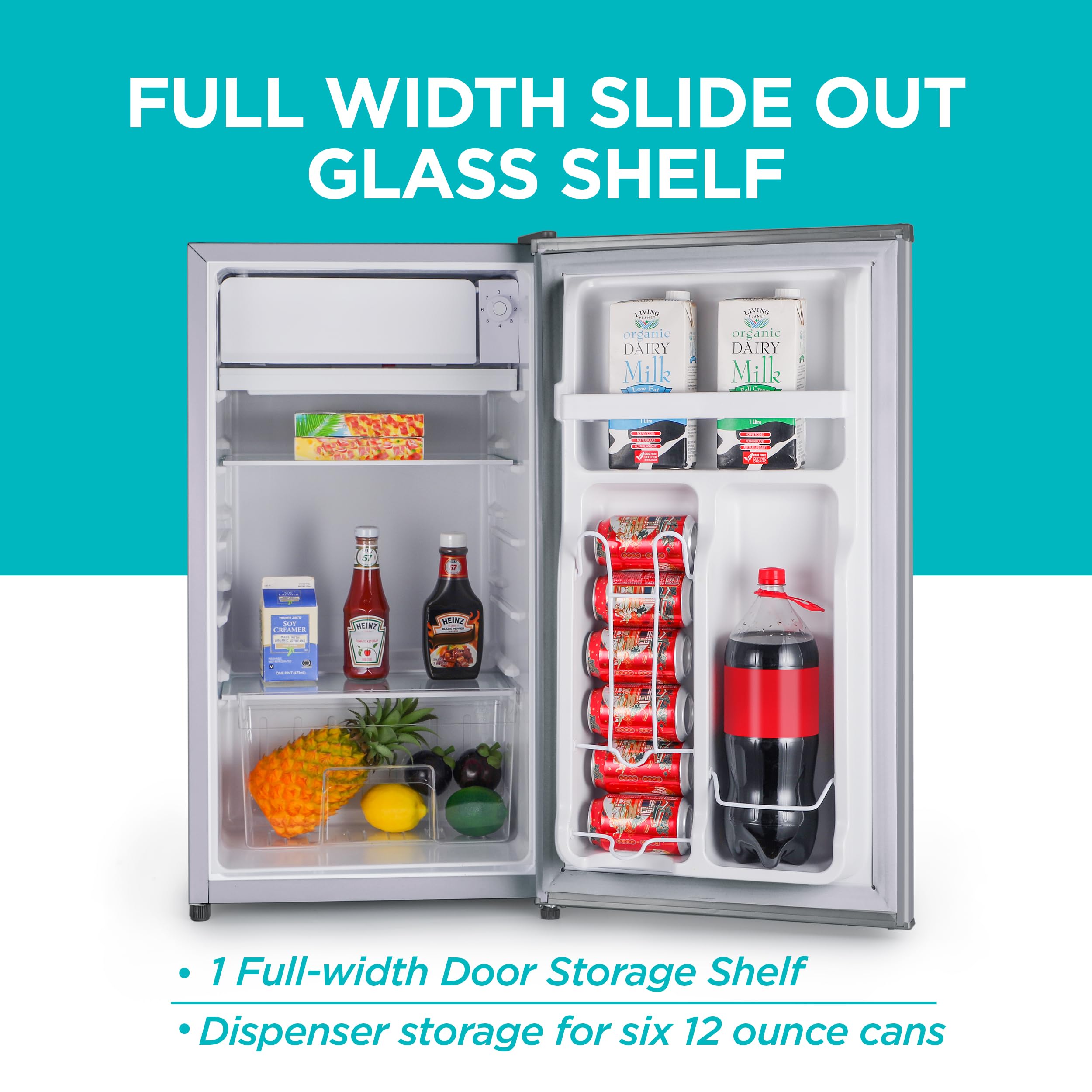 BLACK+DECKER 1.7 Cu. Ft. Compact Refrigerator, ENERGY STAR Certified, Single Door Mini Fridge with Chiller Compartment, Personal Fridge for Home or Dorm Room, R600a Refrigerant, BCRK17W, White