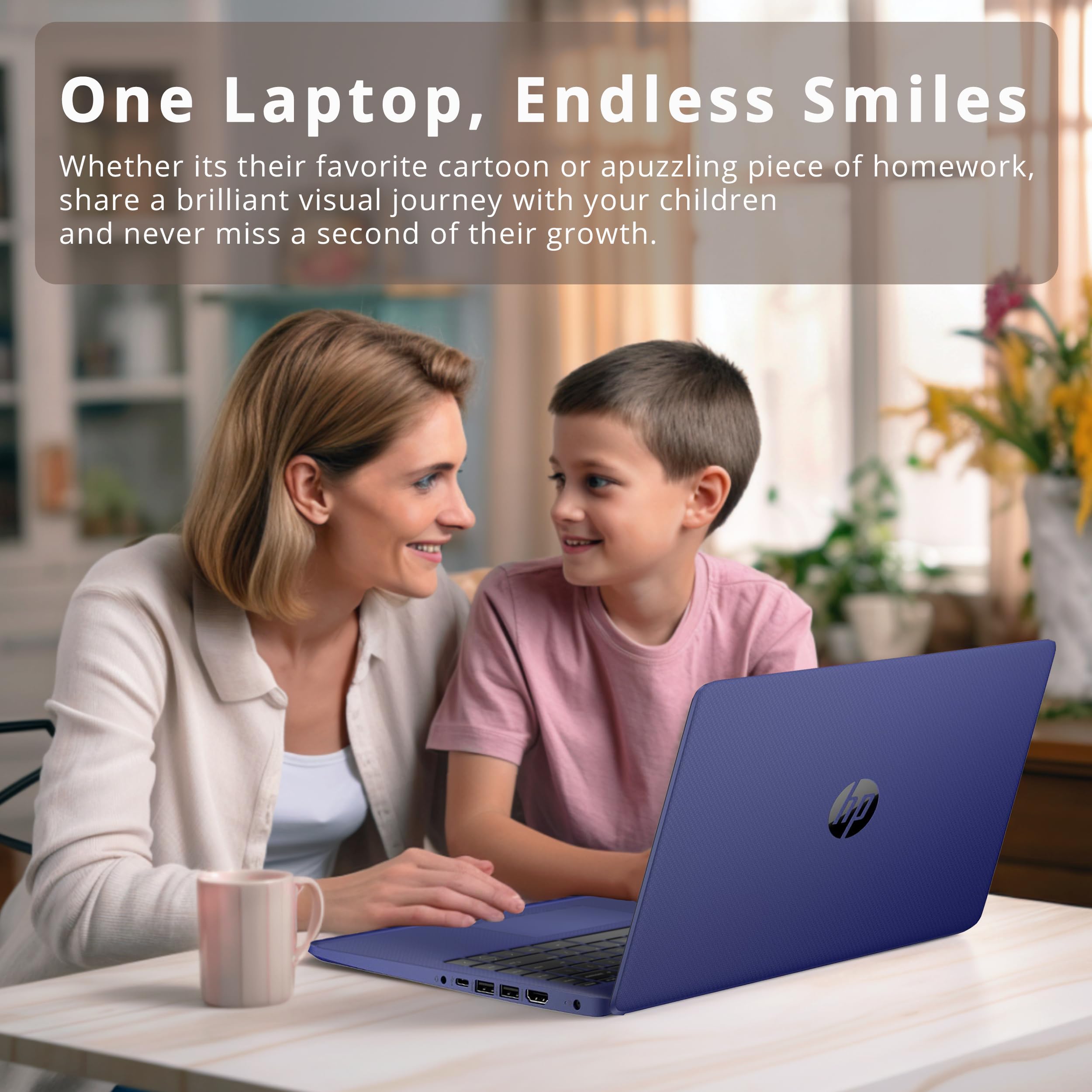 HP 14" HD Laptop, Windows 11, Intel Celeron Dual-Core Processor Up to 2.60GHz, 4GB RAM, 64GB SSD, Webcam, Dale Pink (Renewed)