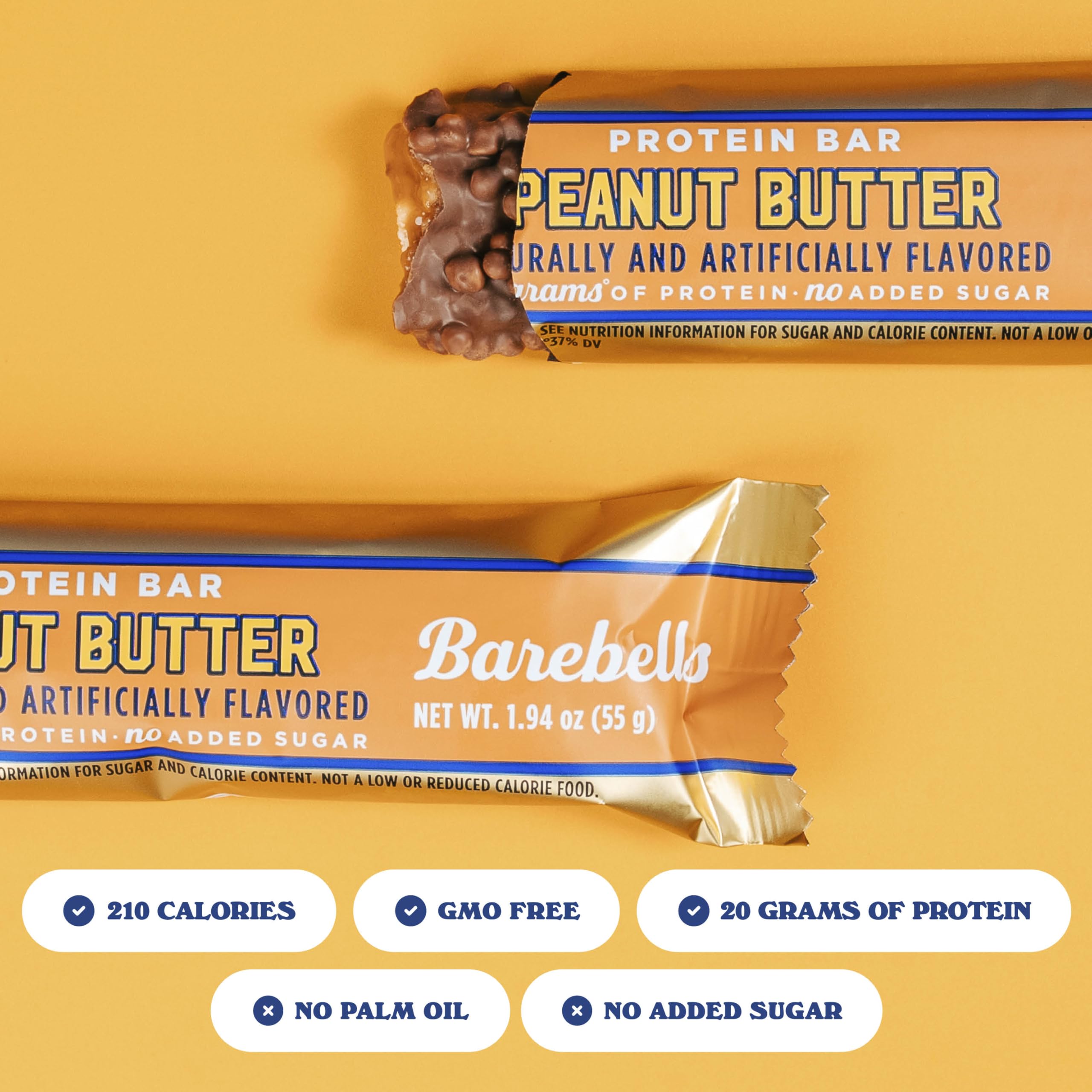 Barebells Protein Bars Salty Peanut - 12 Count, 20g High Protein Treats - Chocolate Nutrition Bar with 1g Total Sugars - On-The-Go Breakfast or Post-Workout Snack