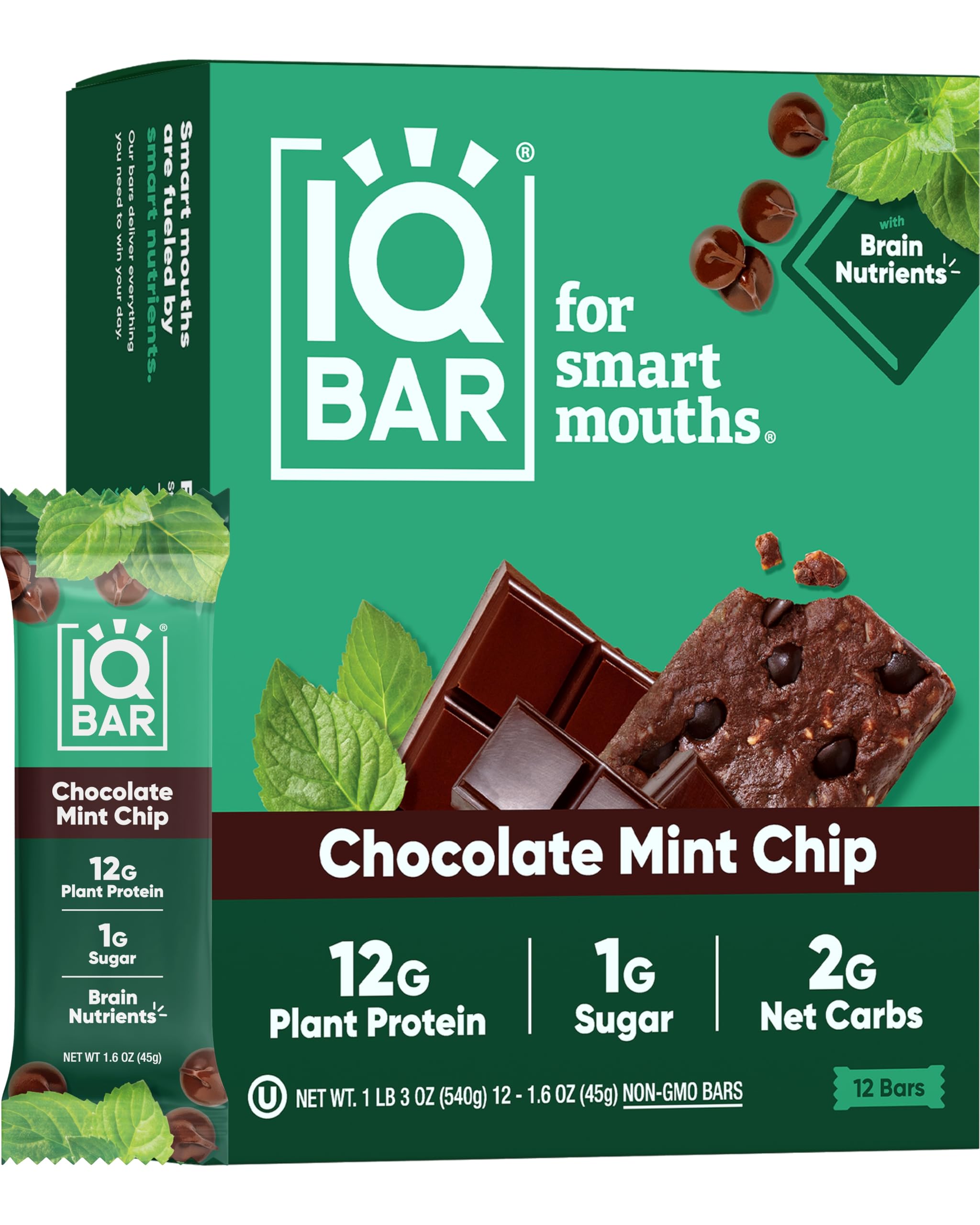 IQBAR Brain and Body Plant Protein Bars - Chocolate Lovers Variety - 36-Count - Keto, Vegan, Low Carb, High Fiber, Gluten Free, Dairy Free, Low Sugar Snack with Nutrients for Focus, Energy, Meal Replacement