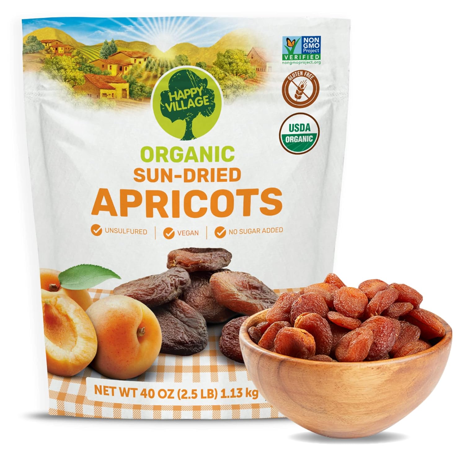 Happy Village Organic Whole Dried Strawberries, 18 OZ Resealable Pack- Soft & Juicy, Kosher, Non-GMO, No Refined Sugar, Apple Juice Infused Dried Strawberry