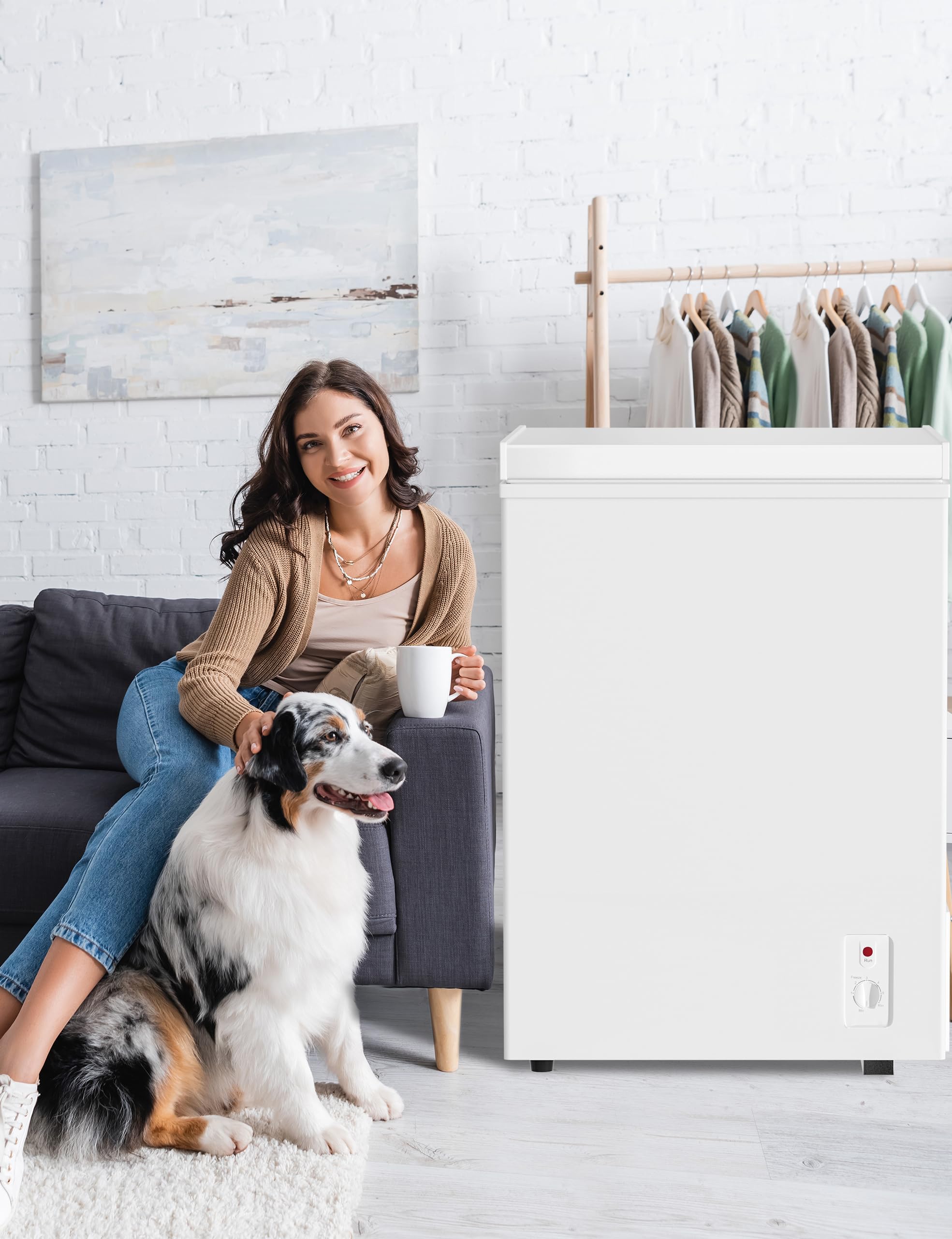 7.0 Cu Ft Chest Freezer - Energy Saving Quiet Top Open Door Mini Freezer Adjustable 6 Thermostat - Compact Small Deep Freezer w/Removable Basket and Defrost Water Drain for Home/Apartment/Garage
