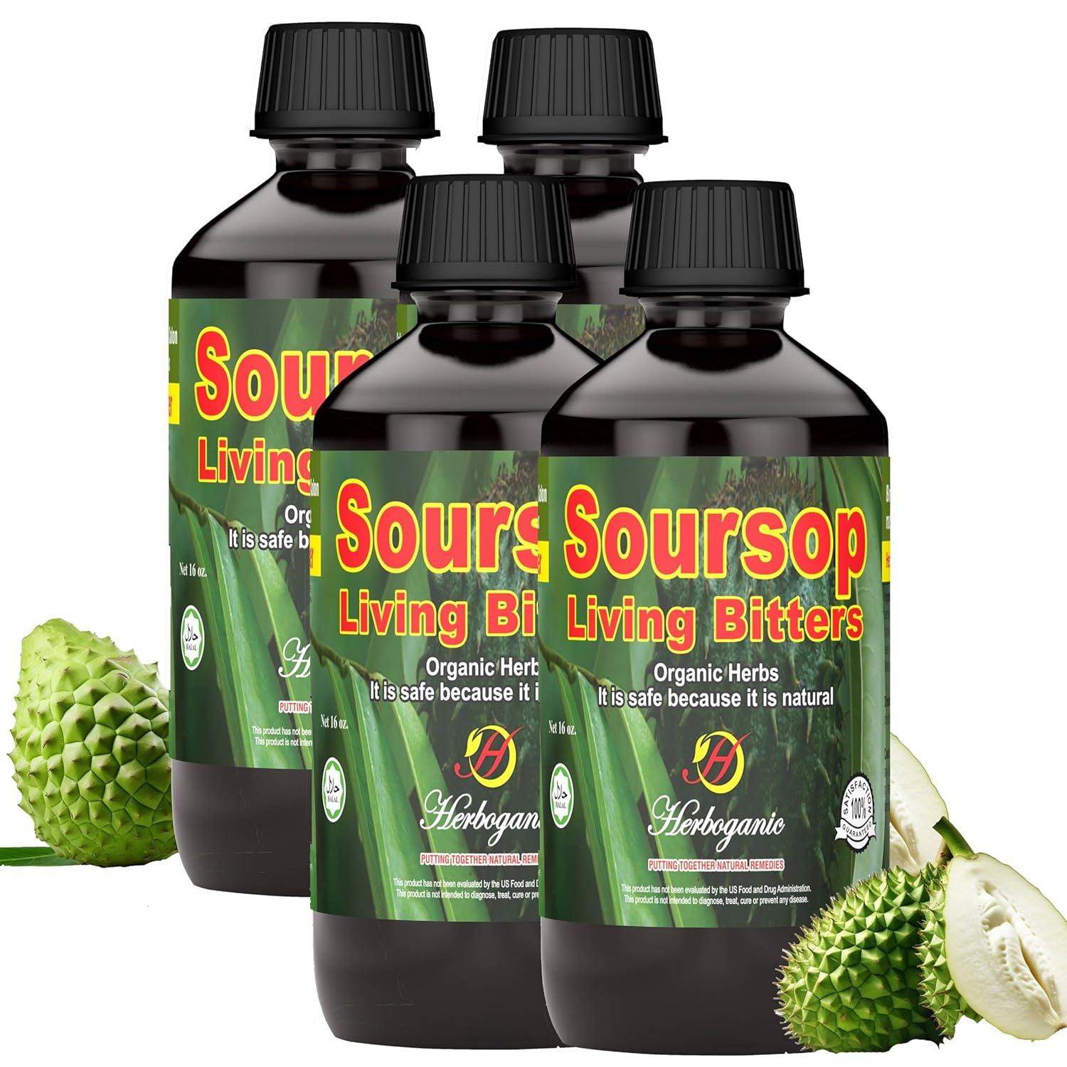Herboganic Soursop Bitters Liquid | Natural Living Bitters for overall wellness 16 OZ | Soursop Bitters