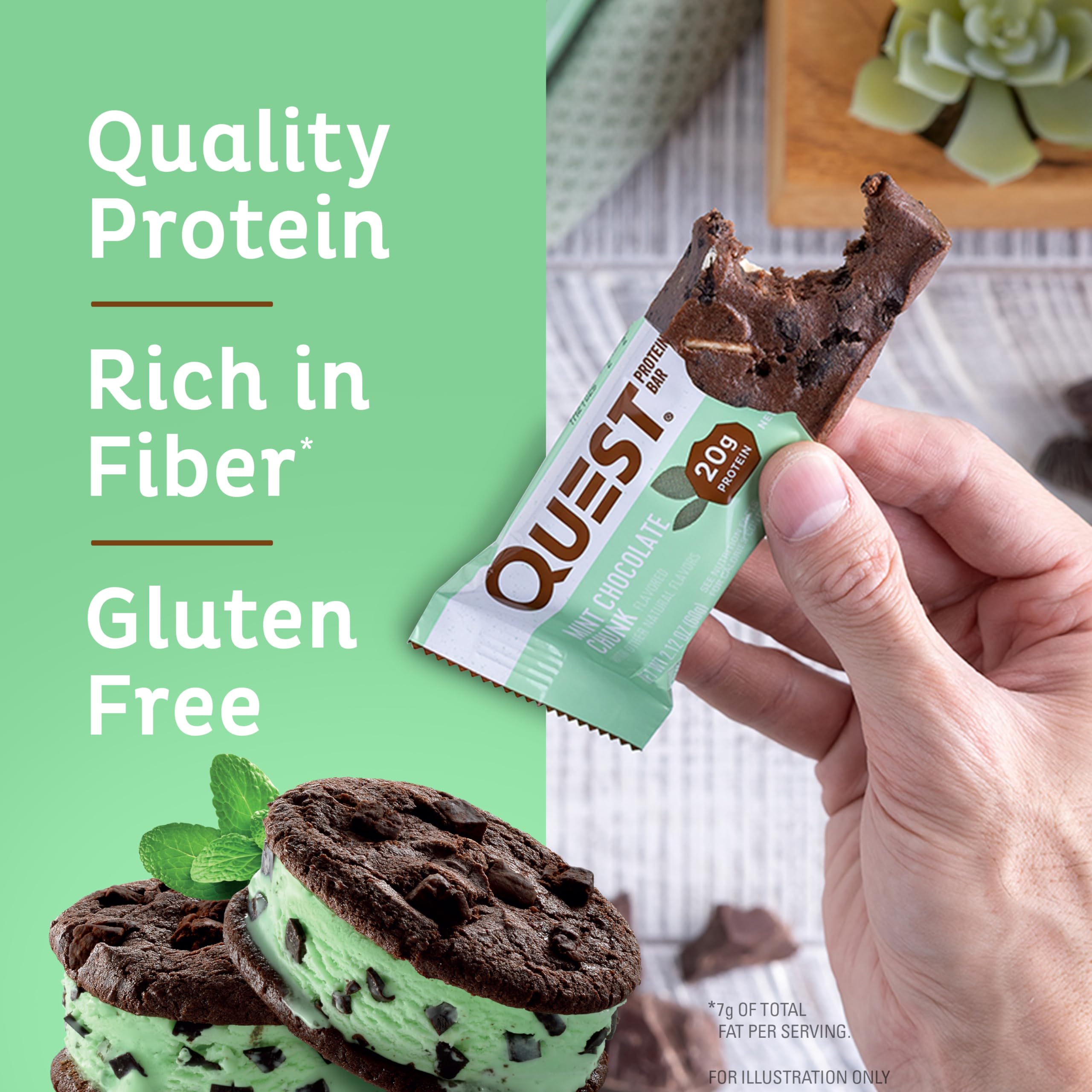 Quest Nutrition Chocolate Chip Dough Cookie Protein Bars, 21g Protein, 1g Sugar, 4g Net Carb, High Fiber, Gluten Free, Keto Friendy, 12 Count