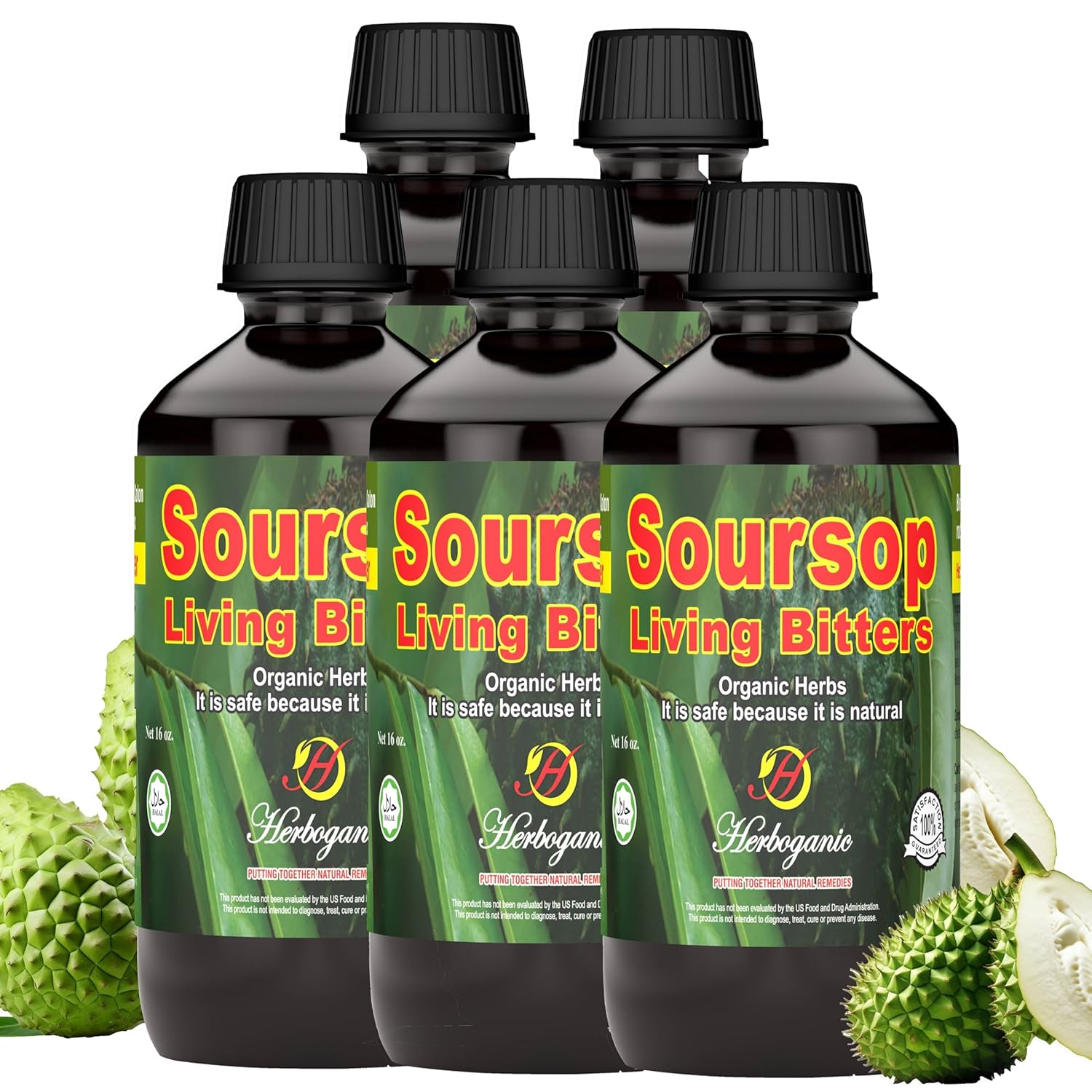 Herboganic Soursop Bitters Liquid | Natural Living Bitters for overall wellness 16 OZ | Soursop Bitters