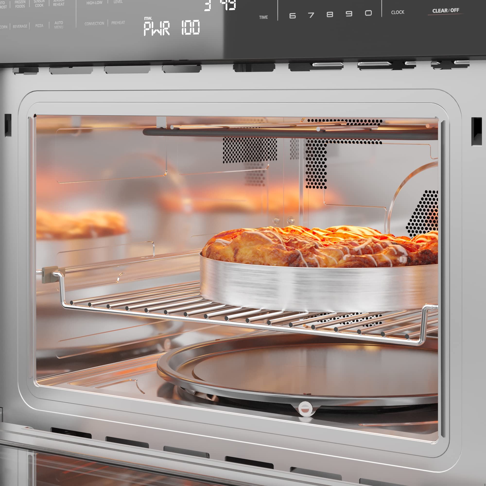 KoolMore Reserve Built-in Microwave Convection Oven with Air Fry, 3-in-1 Combo, Sensor Cook, Soft-Close Door, Stainless Steel, 24 in. / 1.6 cu. ft. with NEMA 5-20P Plug in Black