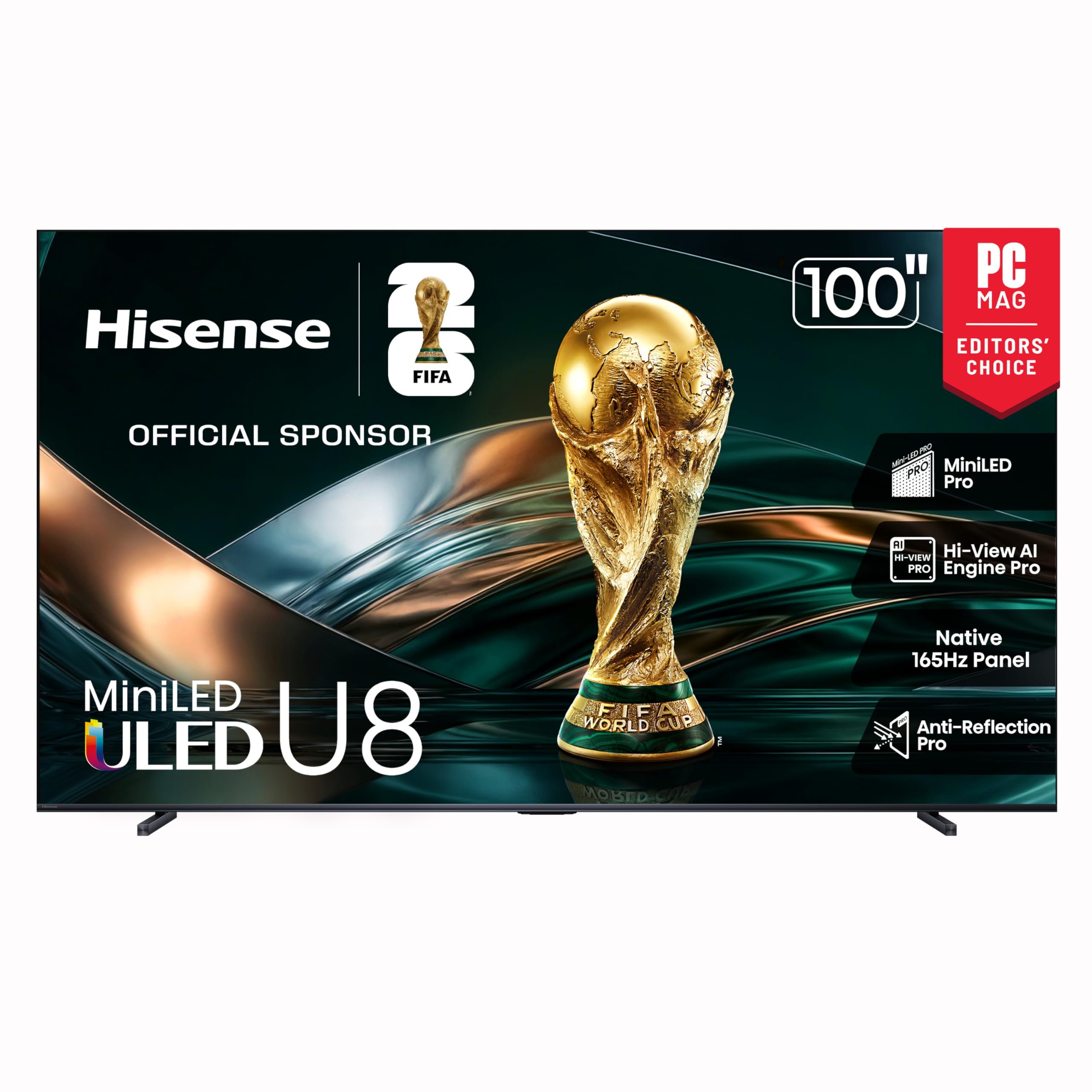 Hisense 65" U8 Series ULED Mini-LED 4K UHD Smart Google TV (65U8QG) - QLED, Native 165Hz, VRR 288, Up to LD5600, 5000 Nits, HDR10+, Dolby Vision IQ · Atmos, IMAX Enhanced, 4.1.2 Ch Audio
