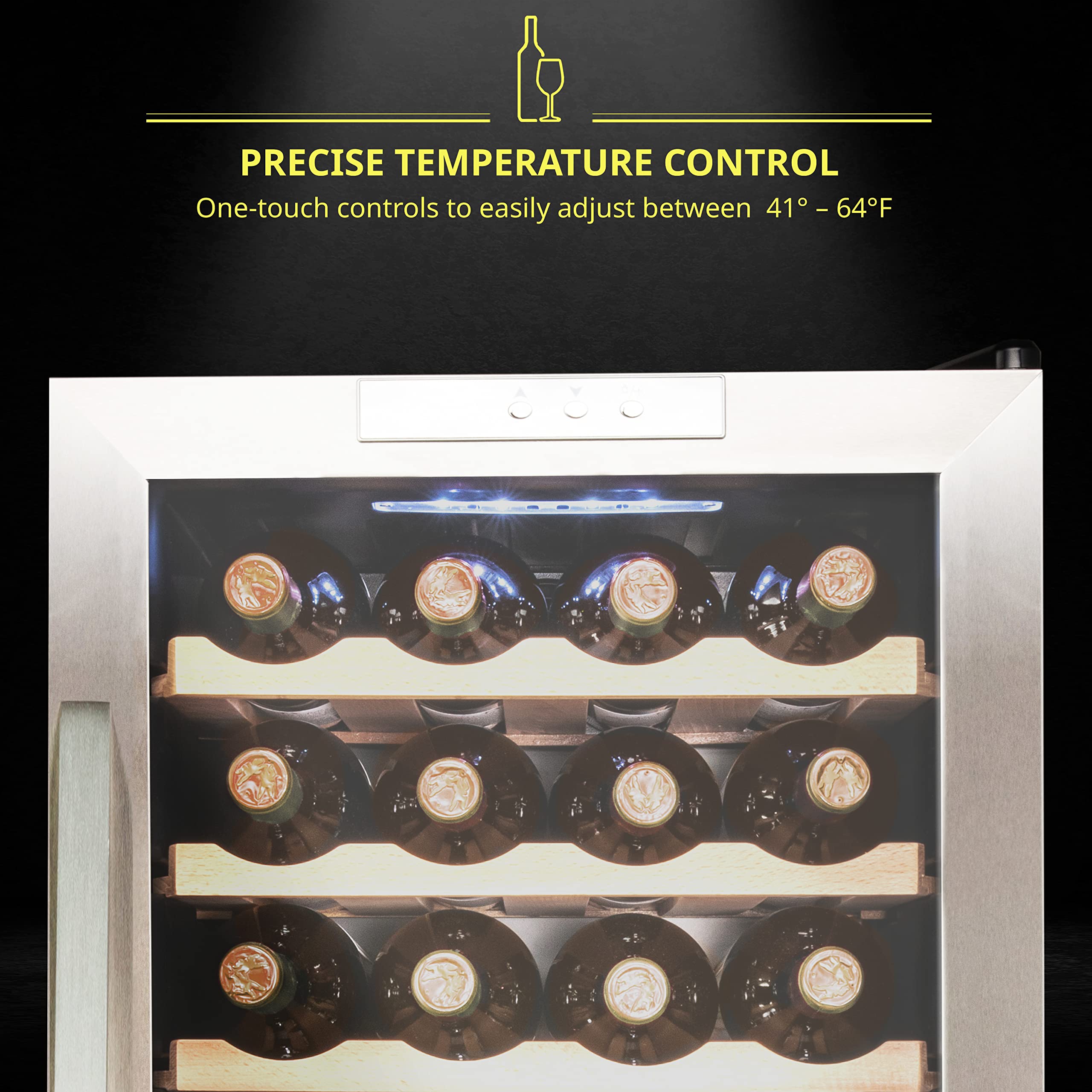 SCHMECKE 28 Bottle Compressor Wine Cooler Refrigerator w/Lock - Large Freestanding Wine Cellar - 41f-64f Digital Temperature Control Wine Fridge For Red, White, Champagne or Sparkling Wine - Black