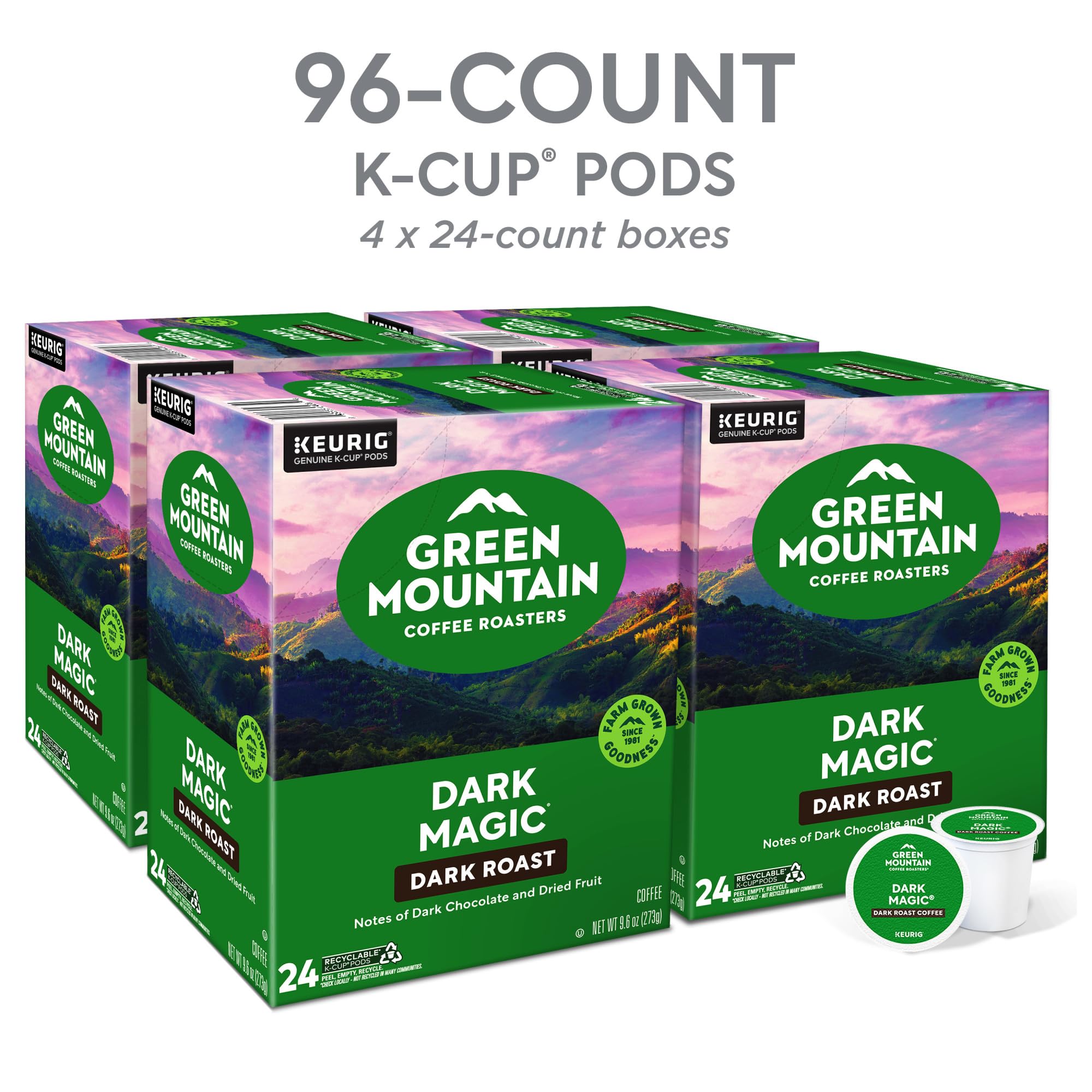 Green Mountain Coffee Roasters Dark Magic Keurig Single-Serve K-Cup Pods, Dark Roast Coffee, 72 Count