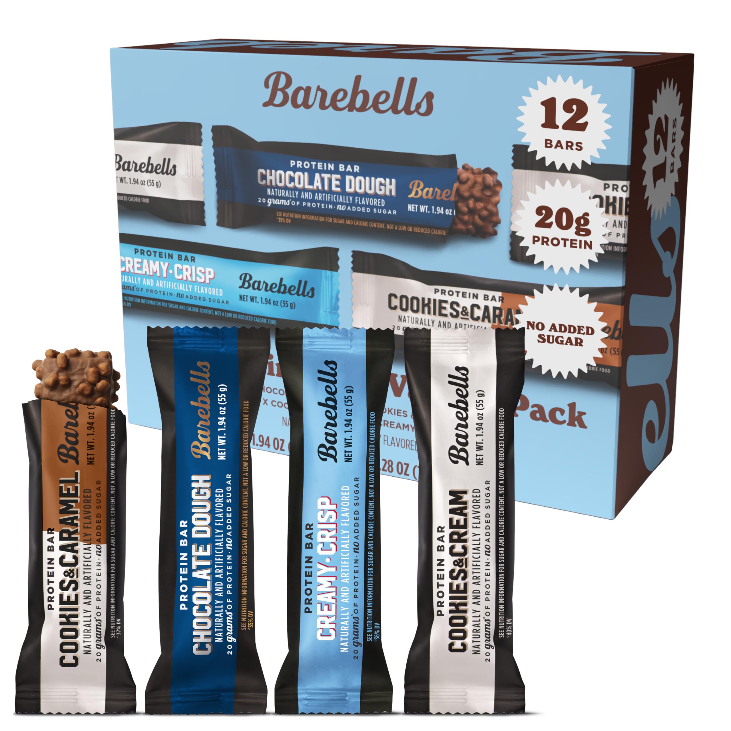 Barebells Protein Bars Salty Peanut - 12 Count, 20g High Protein Treats - Chocolate Nutrition Bar with 1g Total Sugars - On-The-Go Breakfast or Post-Workout Snack