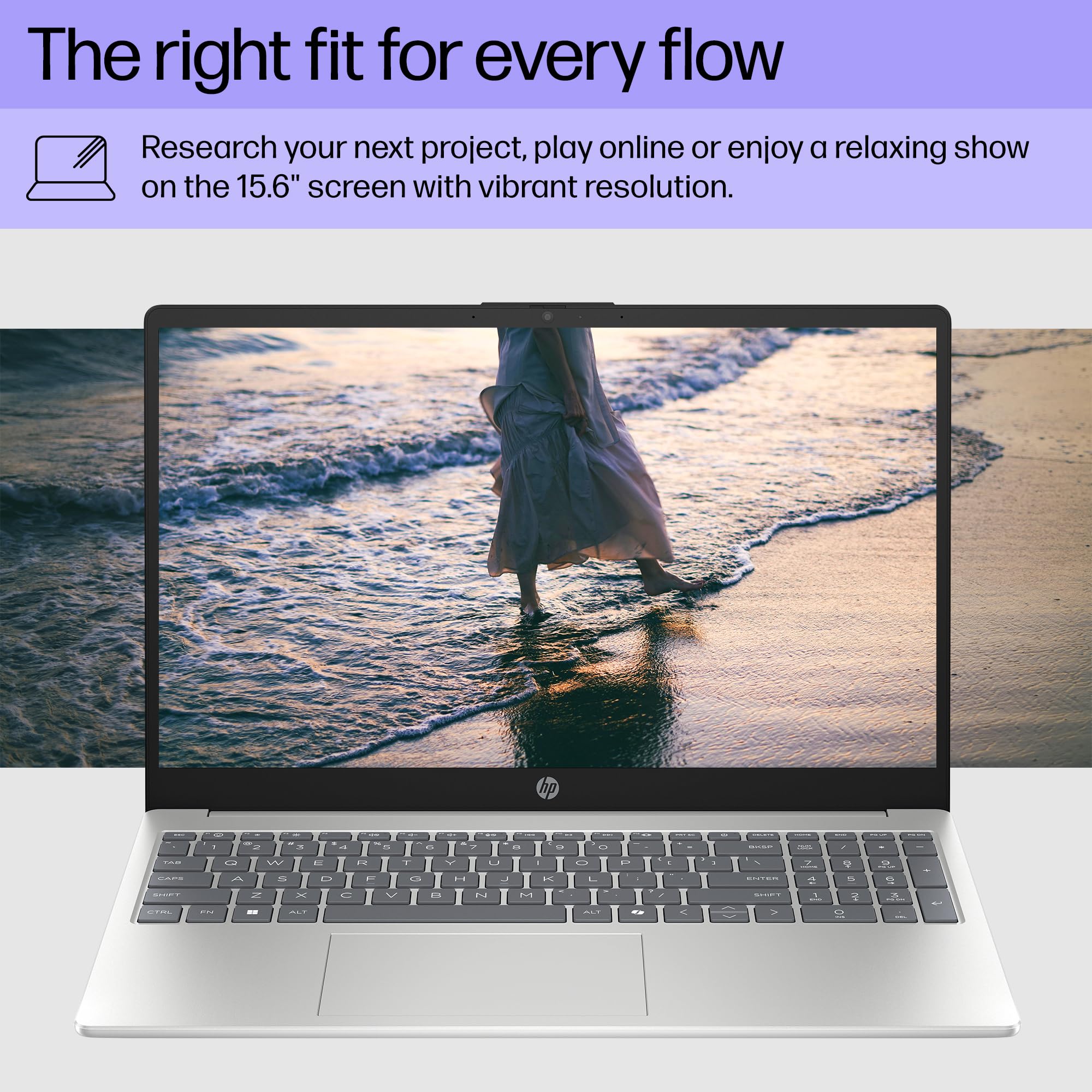 HP 15.6 inch Laptop, HD Touchscreen Display, AMD Ryzen 3 7320U, 8 GB RAM, 128 GB SSD, AMD Radeon Graphics, Windows 11 Home in S Mode, Natural Silver, 15- fc0099nr