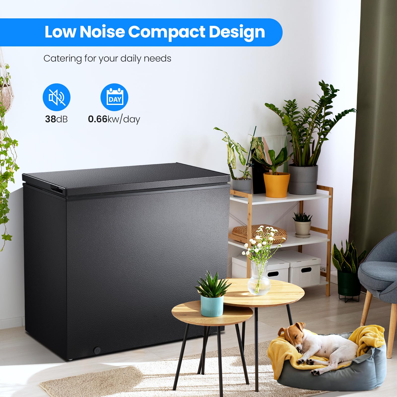 Kismile 2.8 Cubic Feet Chest Freezer with 2 Removable Basket Free Standing Top Open Door Compact Freezer with Adjustable Temperature for Home/Kitchen/Office/Bar
