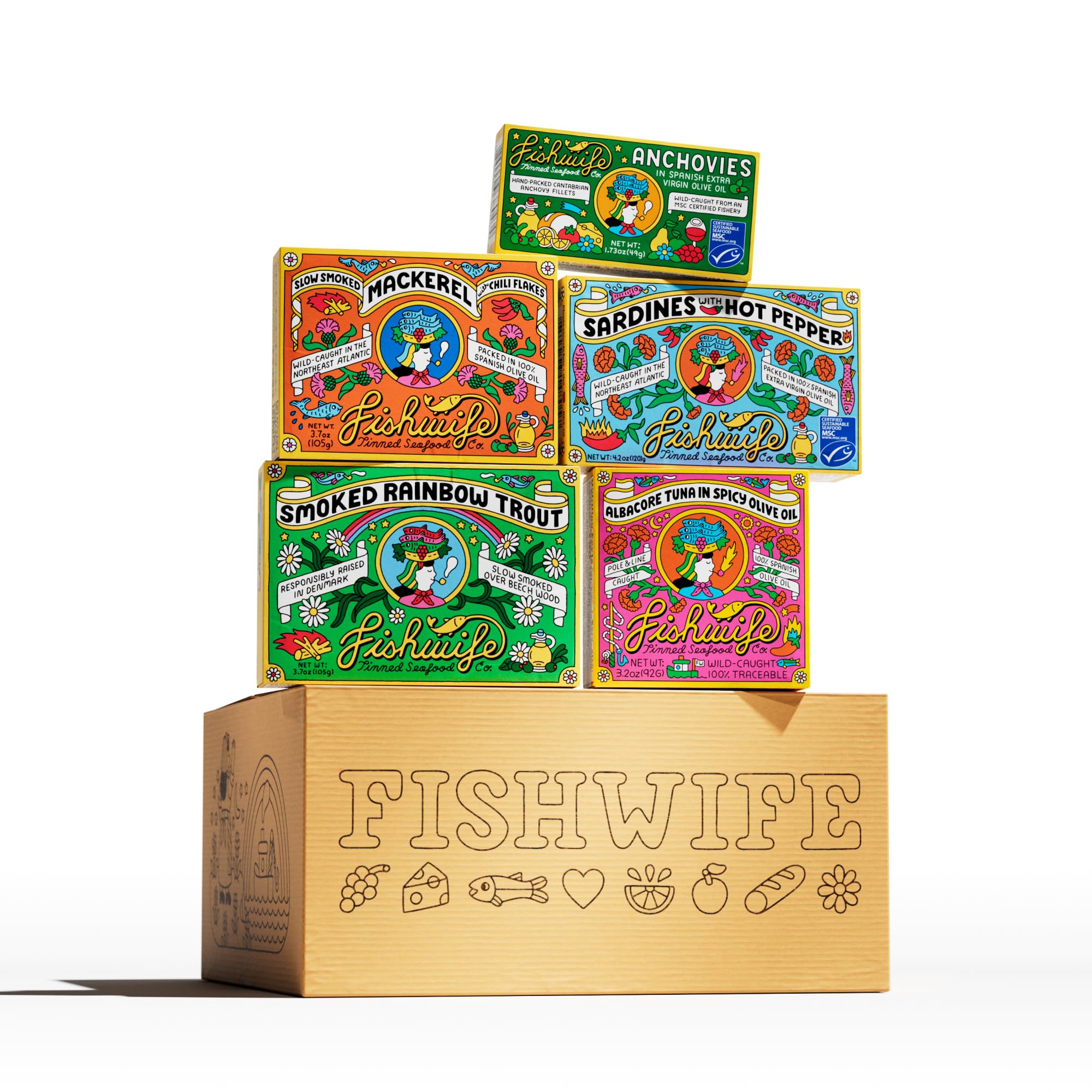 Fishwife Smoky Trio 3-Pack (Smoked Rainbow Trout, Smoked Salmon, Smoked Mackerel) | Gluten Free, High Protein, Omega-3s | Hand-Packed
