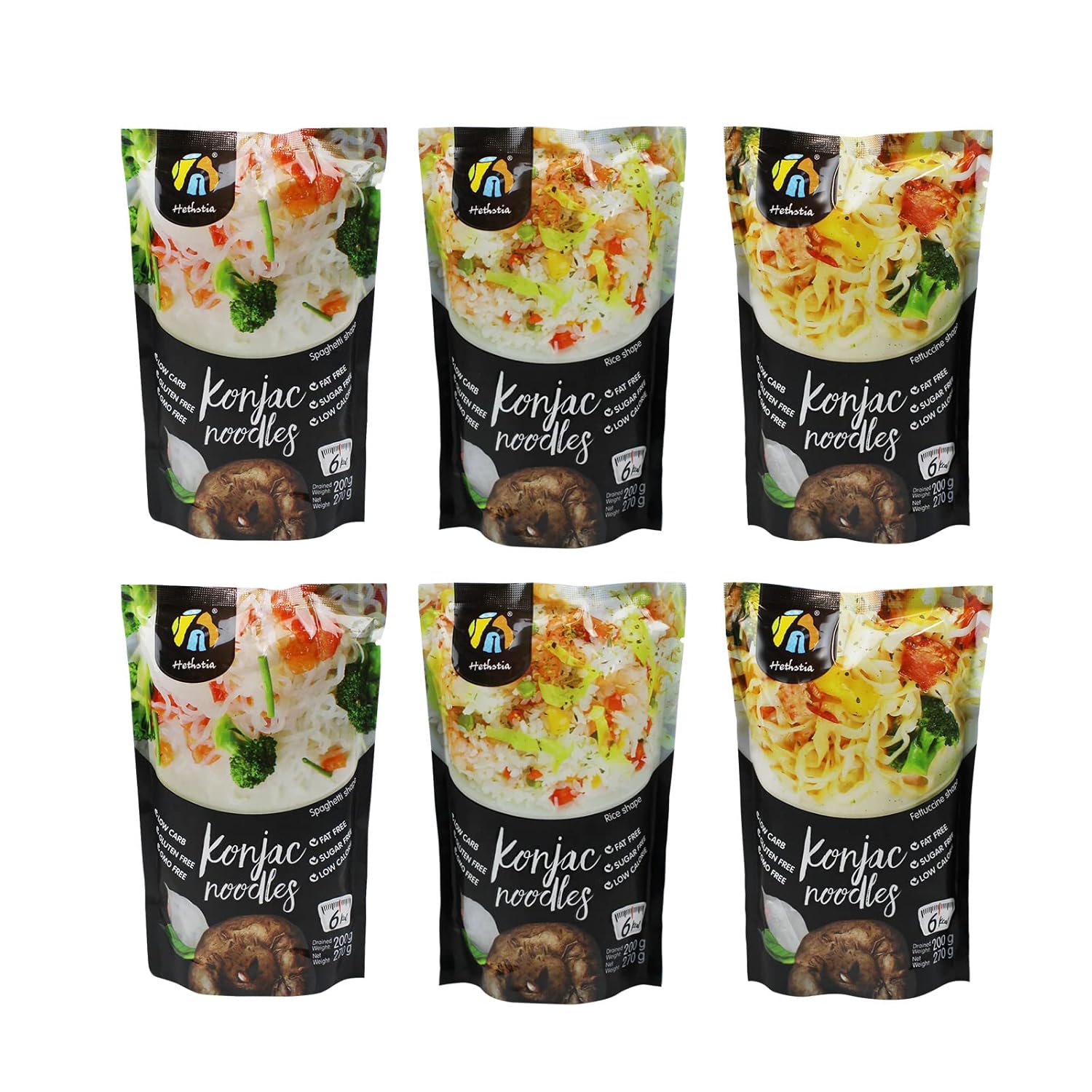 Hethstia Konjac Noodles, 10 Packs Shirataki Spaghetti – Low Carb, Low Calorie, Ready to Eat Konjac Pasta – Keto, Gluten-Free, Vegan, Fat-Free, 0 Sugar, Healthy Low Carb Pasta Substitute