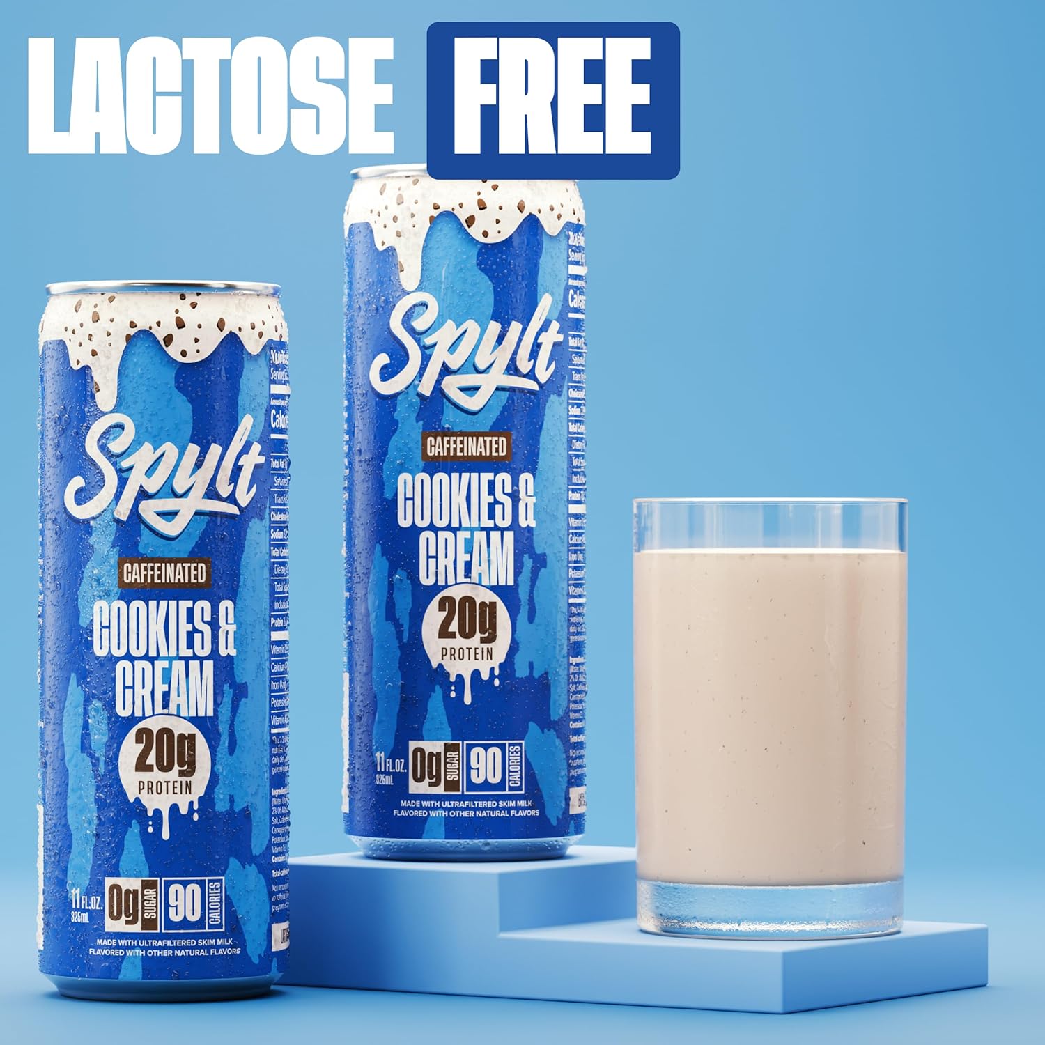 Spylt High Protein Vanilla Milkshake with 60mg Caffeine & 20g Protein - 90 Calories, Ready to Drink, Sugar Free, Lactose Free Milk, Perfect for Workout Recovery & Afternoon Pick Me Up - 12 Count