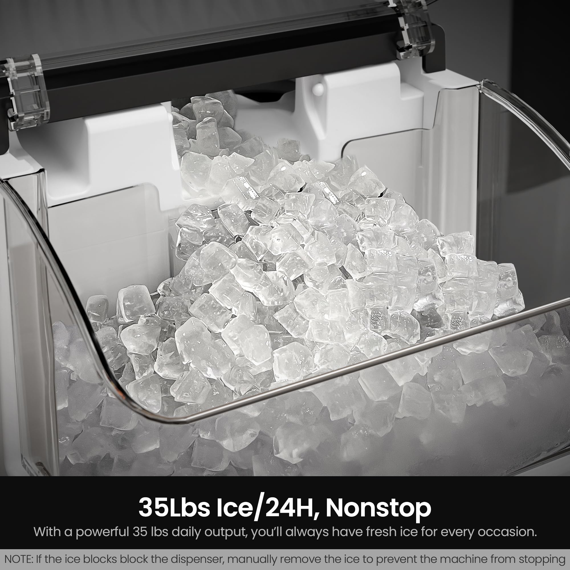 Kismile Nugget Ice Makers Countertop,Portable Ice Machine with Crushed Ice, 35lbs/Day,Self-Cleaning,One-Click Operation for Home Use(Silver)