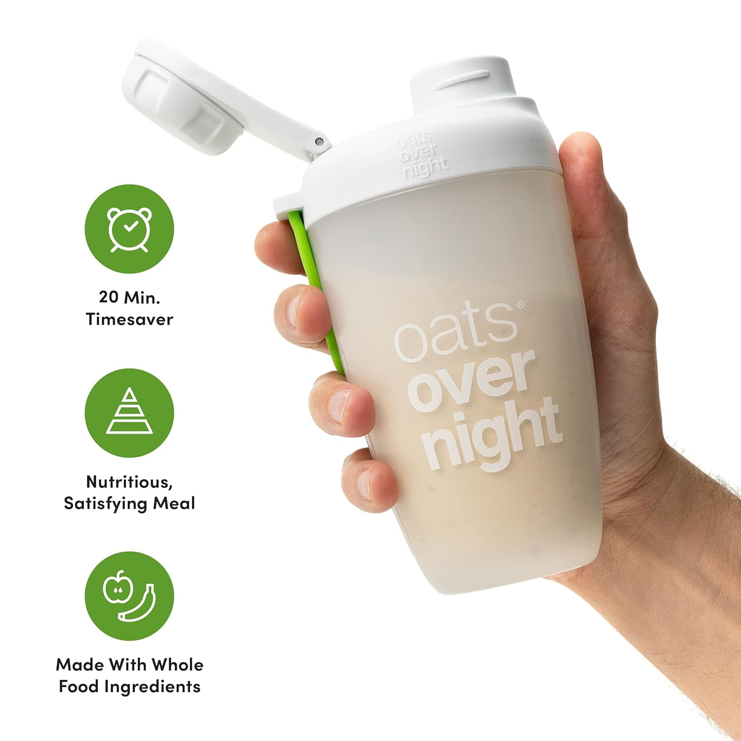 Oats Overnight Green Apple Cinnamon - Overnight Oats with 20g Protein, High Fiber Breakfast Protein Shake - Gluten Free Oatmeal, Non GMO High Protein Oatmeal (2.6 oz per Meal) (8 Pack)