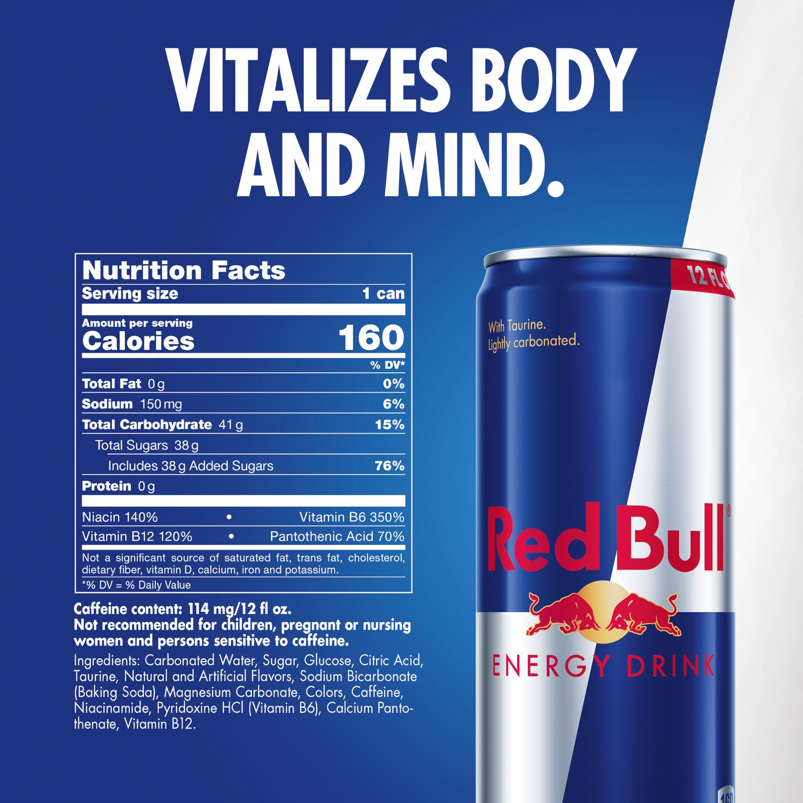Red Bull Energy Drink with 80mg Caffeine plus Taurine & B Vitamins, 8.4 Fl Oz, 6 Packs of 4 Cans (Pack of 24)