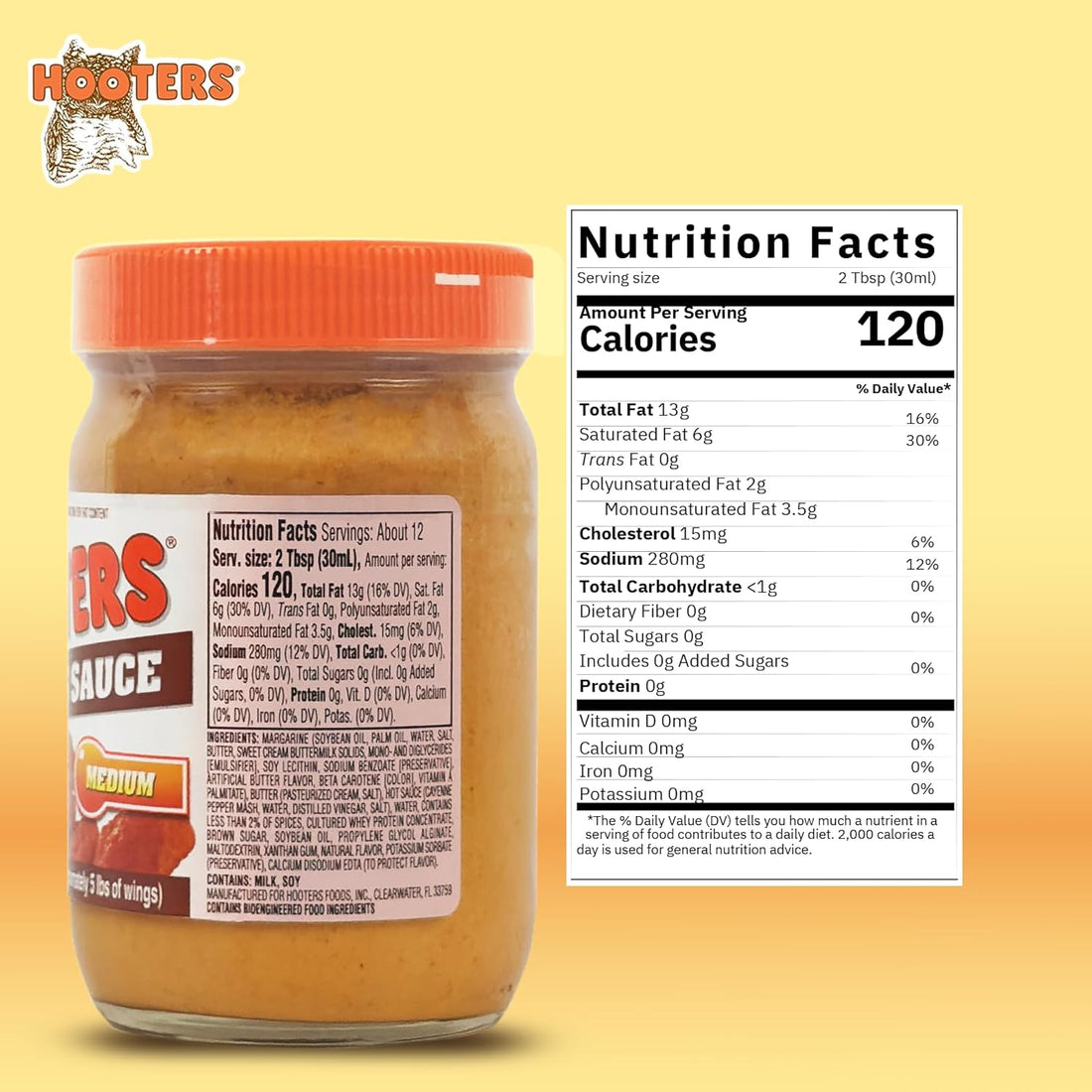 Hooters Original Medium Wing Sauce, 12 Ounce (Pack of 6)
