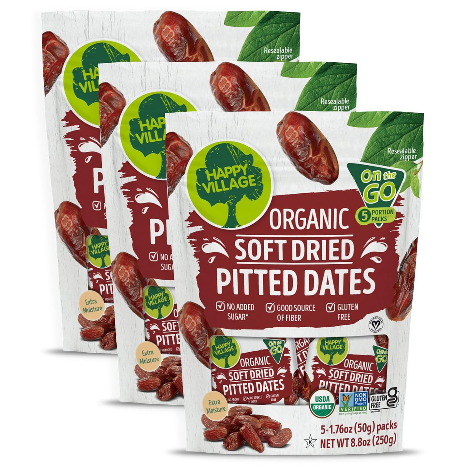 Happy Village Organic Whole Dried Strawberries, 18 OZ Resealable Pack- Soft & Juicy, Kosher, Non-GMO, No Refined Sugar, Apple Juice Infused Dried Strawberry