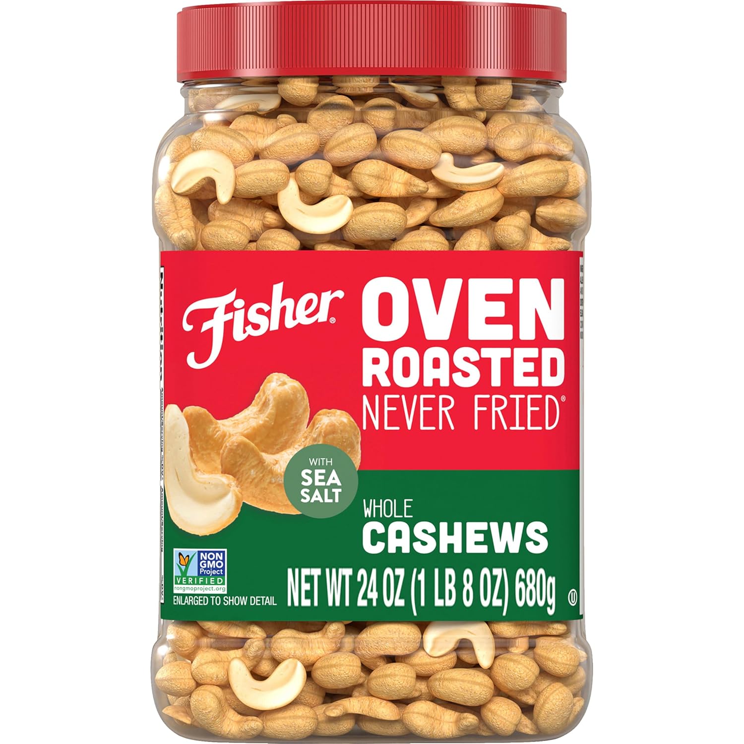 Fisher Oven Roasted Never Fried Deluxe Mixed Nuts, 24 Ounces (Pack of 1), Almonds, Cashews, Pecans, Pistachios, Healthy Snacks for Adults, Made With Sea Salt, No Added Oil, Trail Mix, Gluten Free